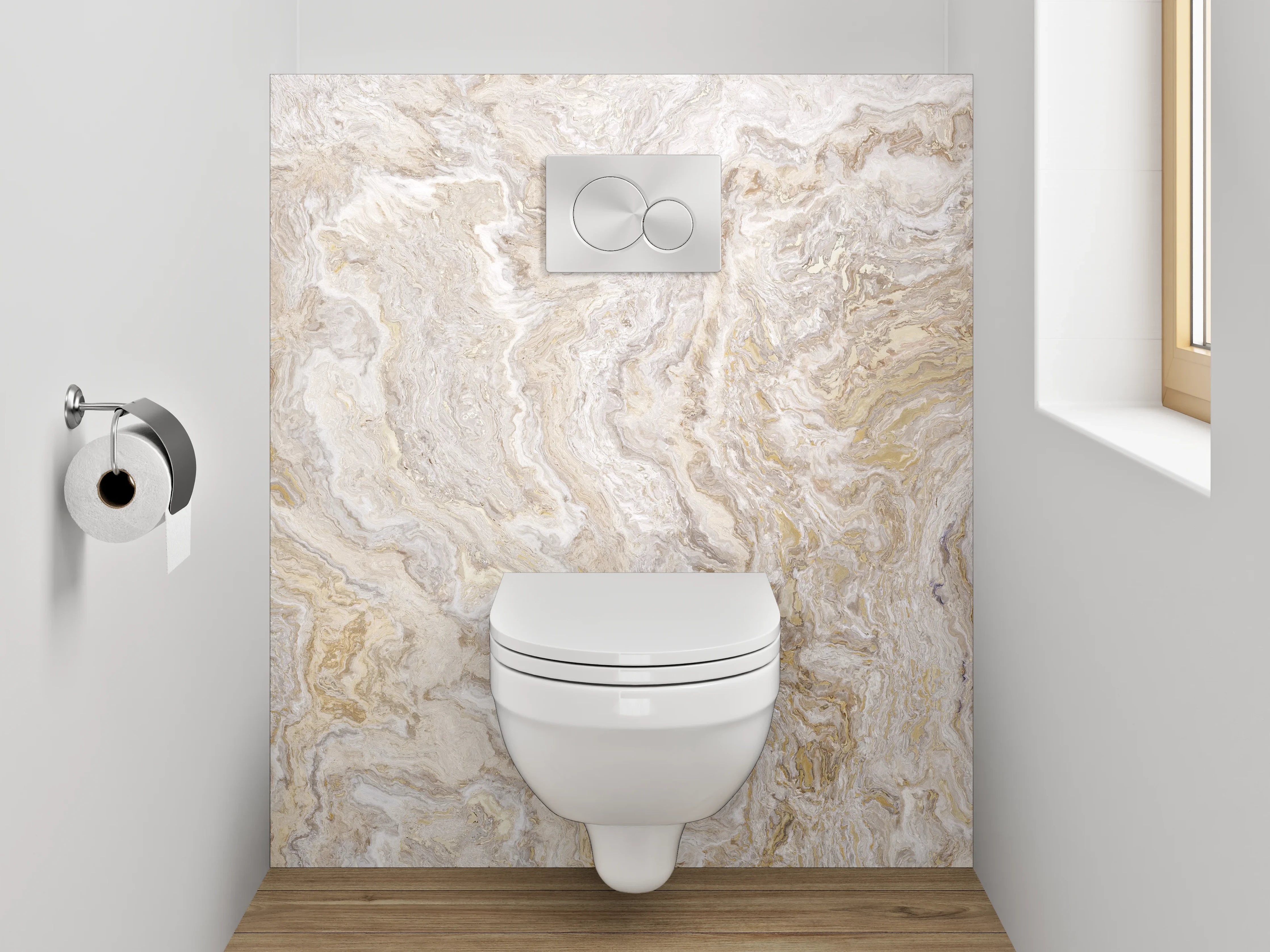 WC-Rückwand - Naturweißer Marmor mit feiner Maserung