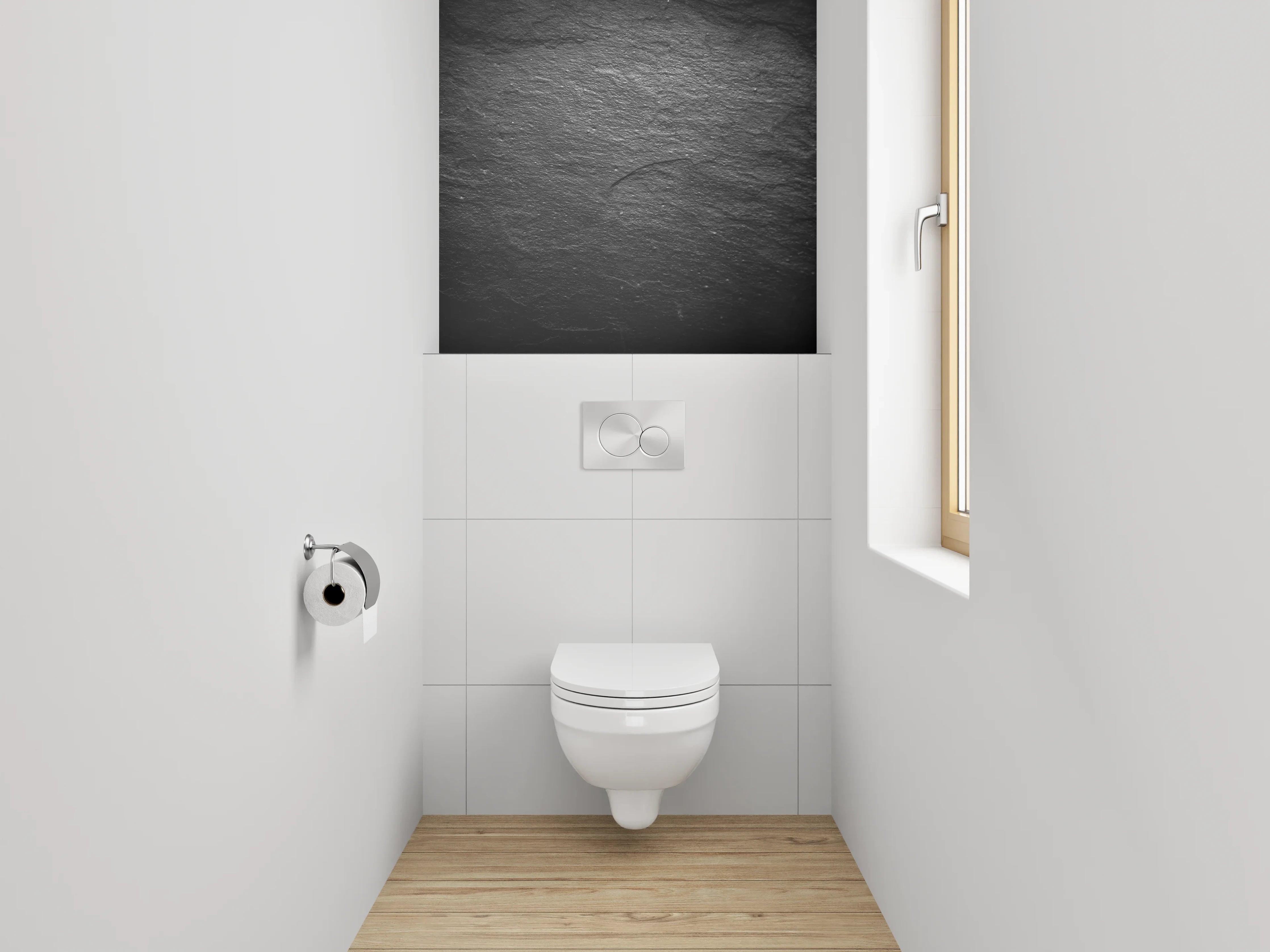 WC-Rückwand - Nebelgrau auf Schneeweiß