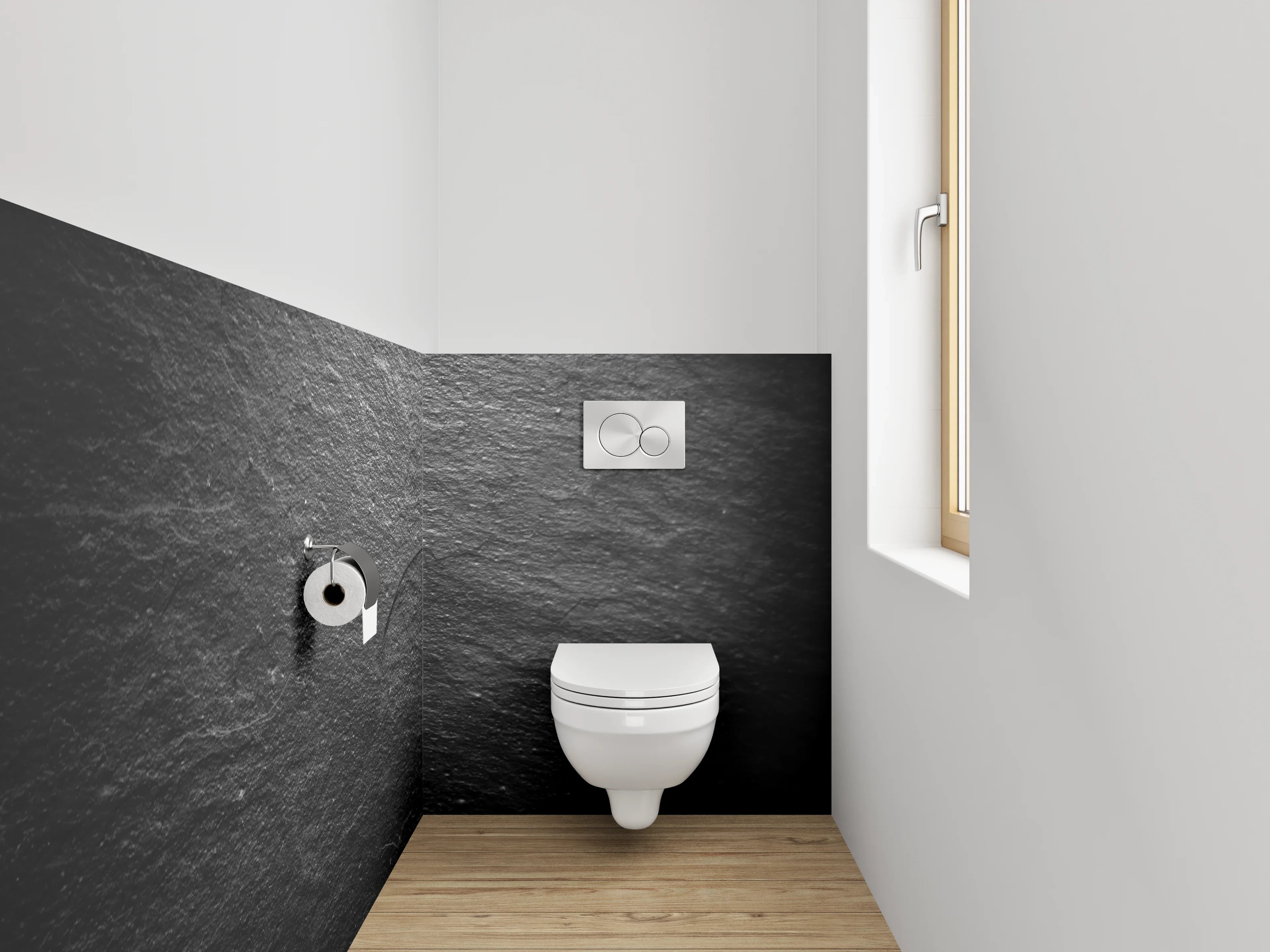 WC-Rückwand - Nebelgrau auf Schneeweiß