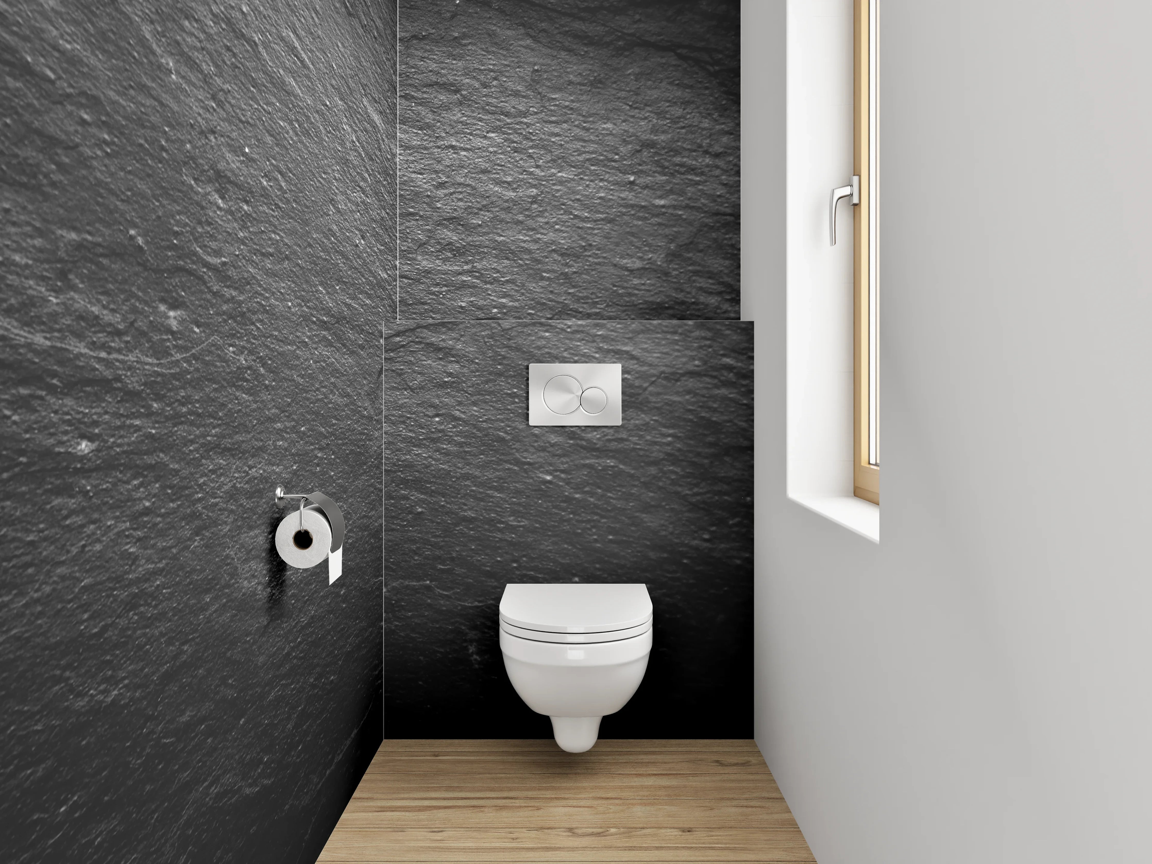 WC-Rückwand - Nebelgrau auf Schneeweiß