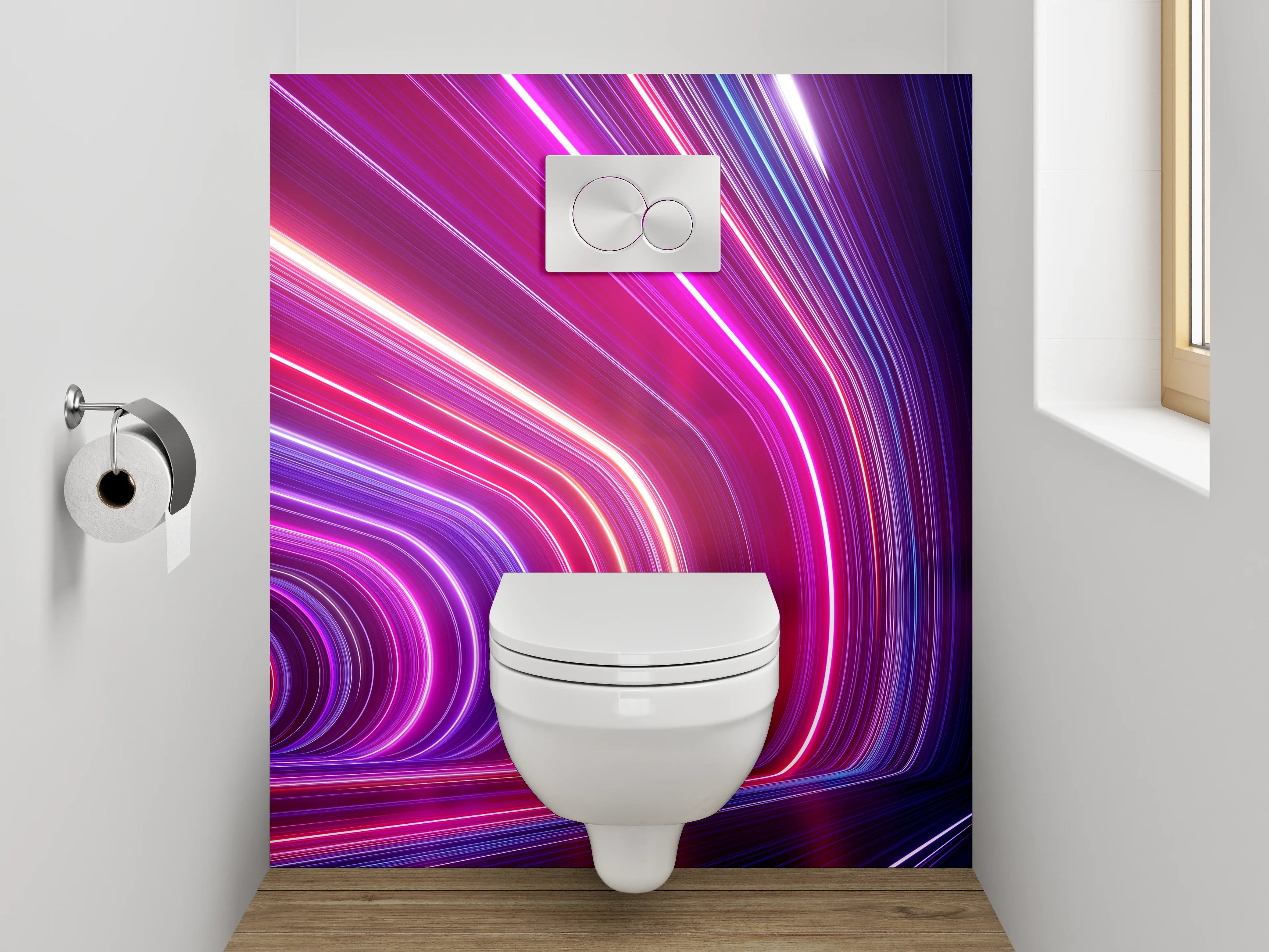 WC-Rückwand - Neon Lichter Tunnel Abstrakt