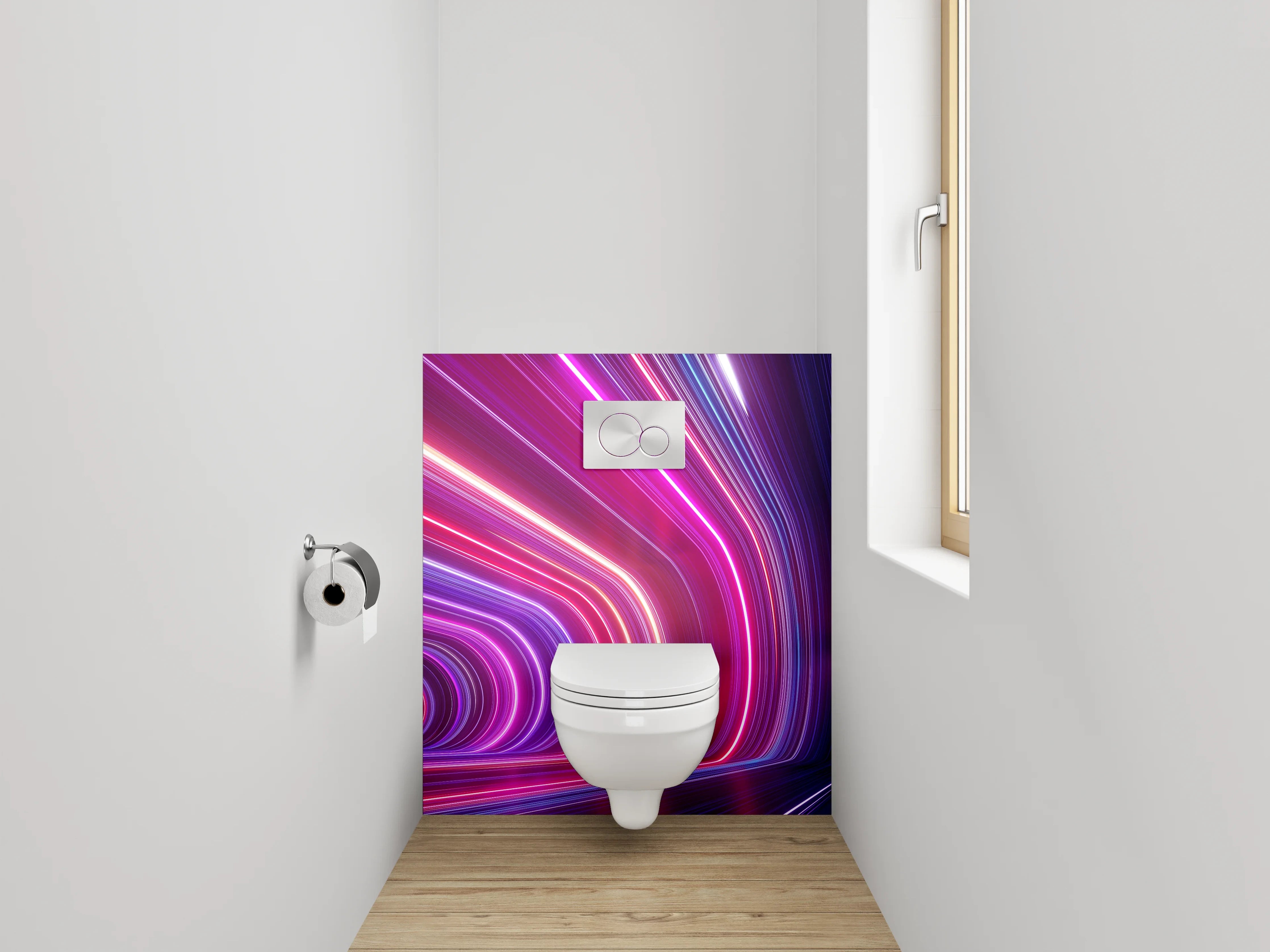 WC-Rückwand - Neon Lichter Tunnel Abstrakt