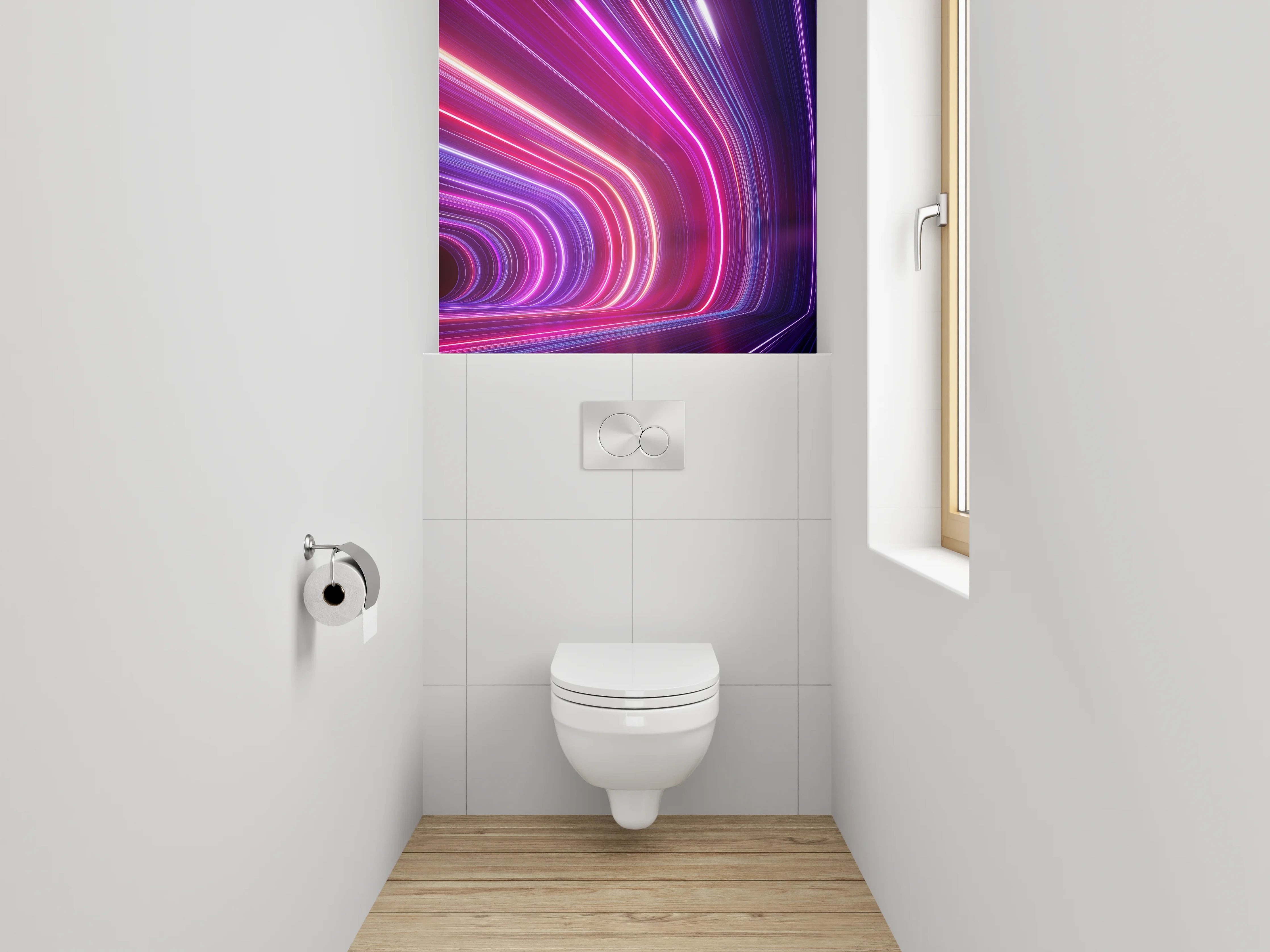 WC-Rückwand - Neon Lichter Tunnel Abstrakt