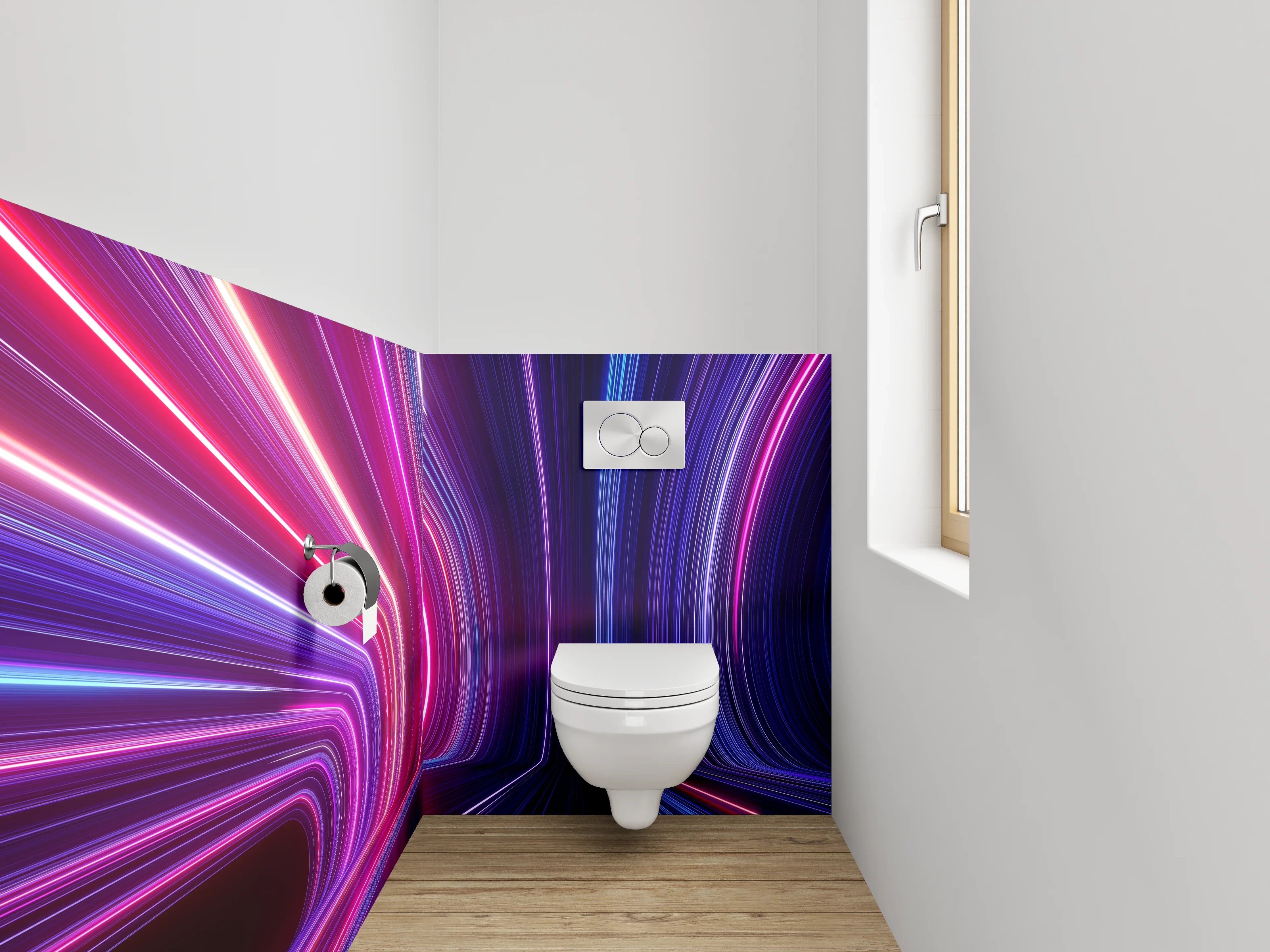 WC-Rückwand - Neon Lichter Tunnel Abstrakt