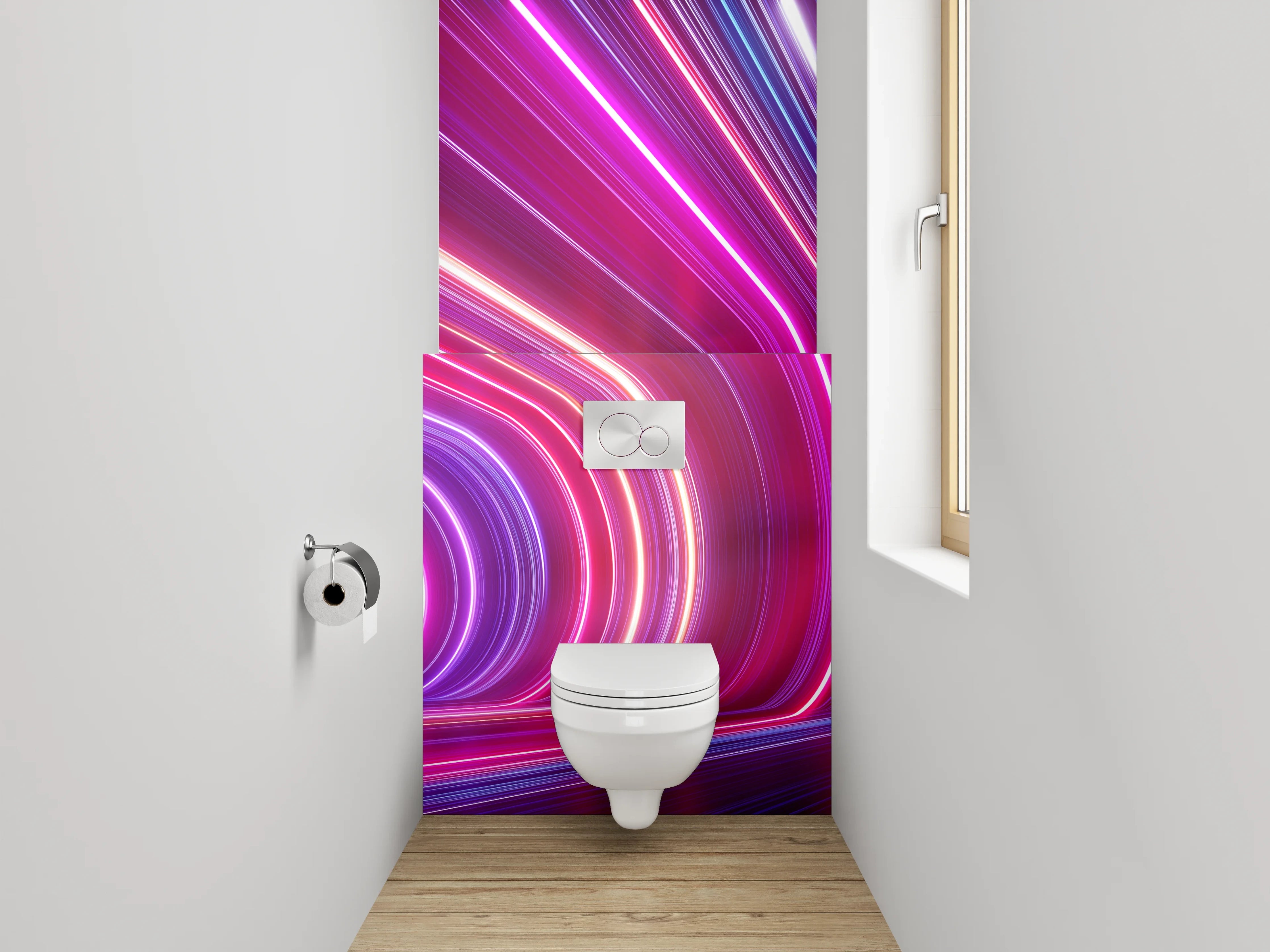 WC-Rückwand - Neon Lichter Tunnel Abstrakt