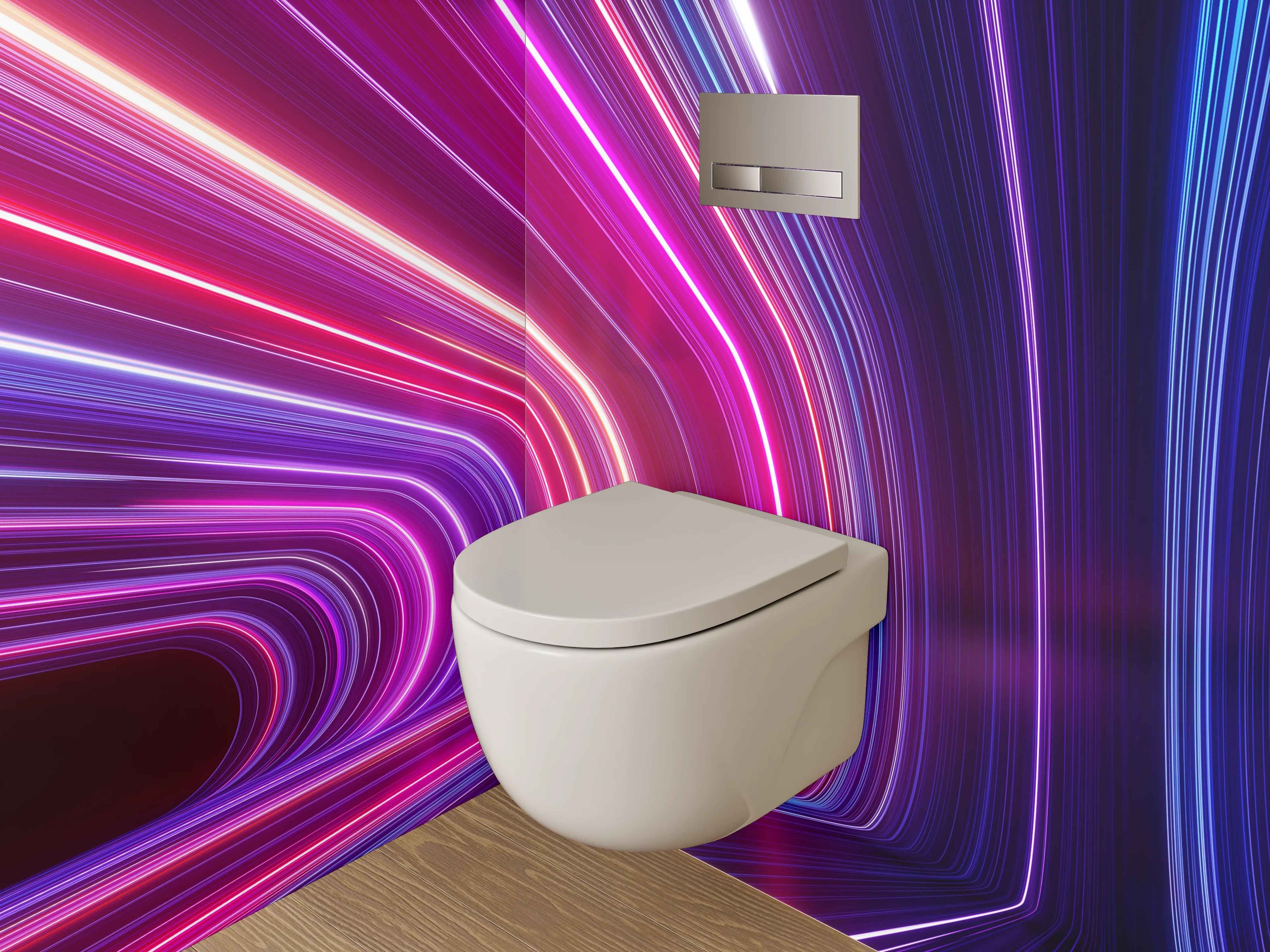 WC-Rückwand - Neon Lichter Tunnel Abstrakt