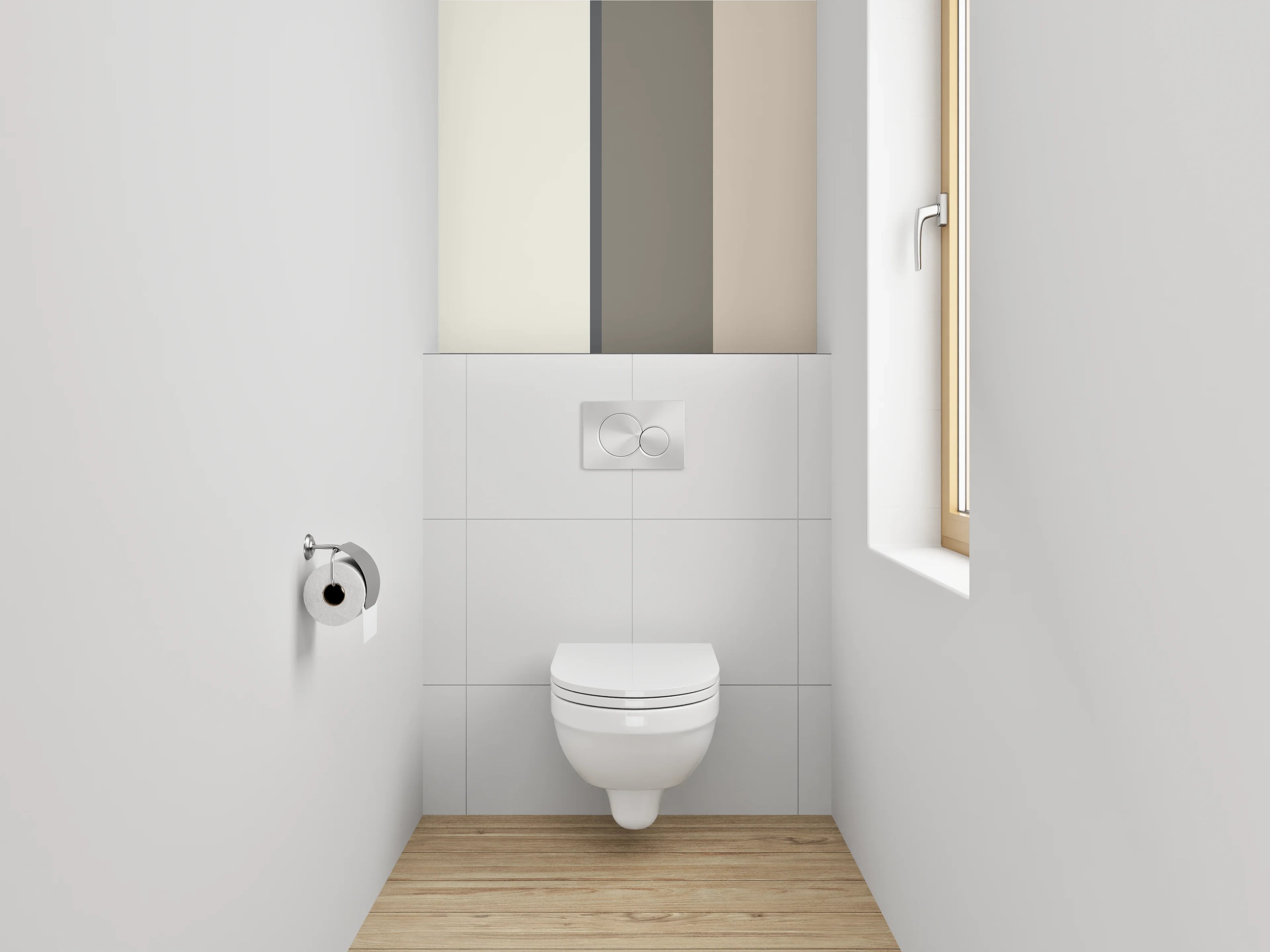 WC-Rückwand - Neutrale Farbpalette in Beige und Grau