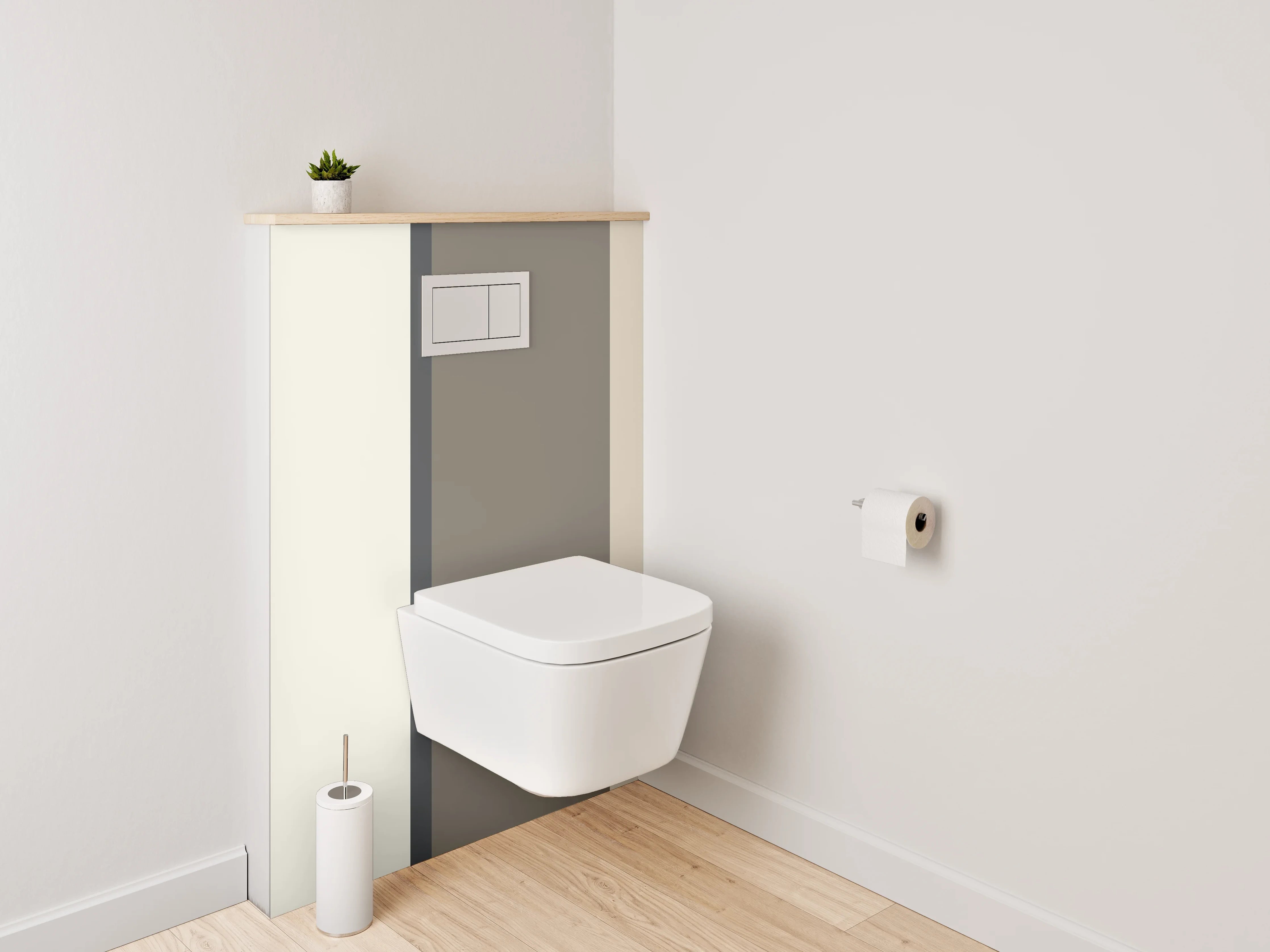 WC-Rückwand - Neutrale Farbpalette in Beige und Grau