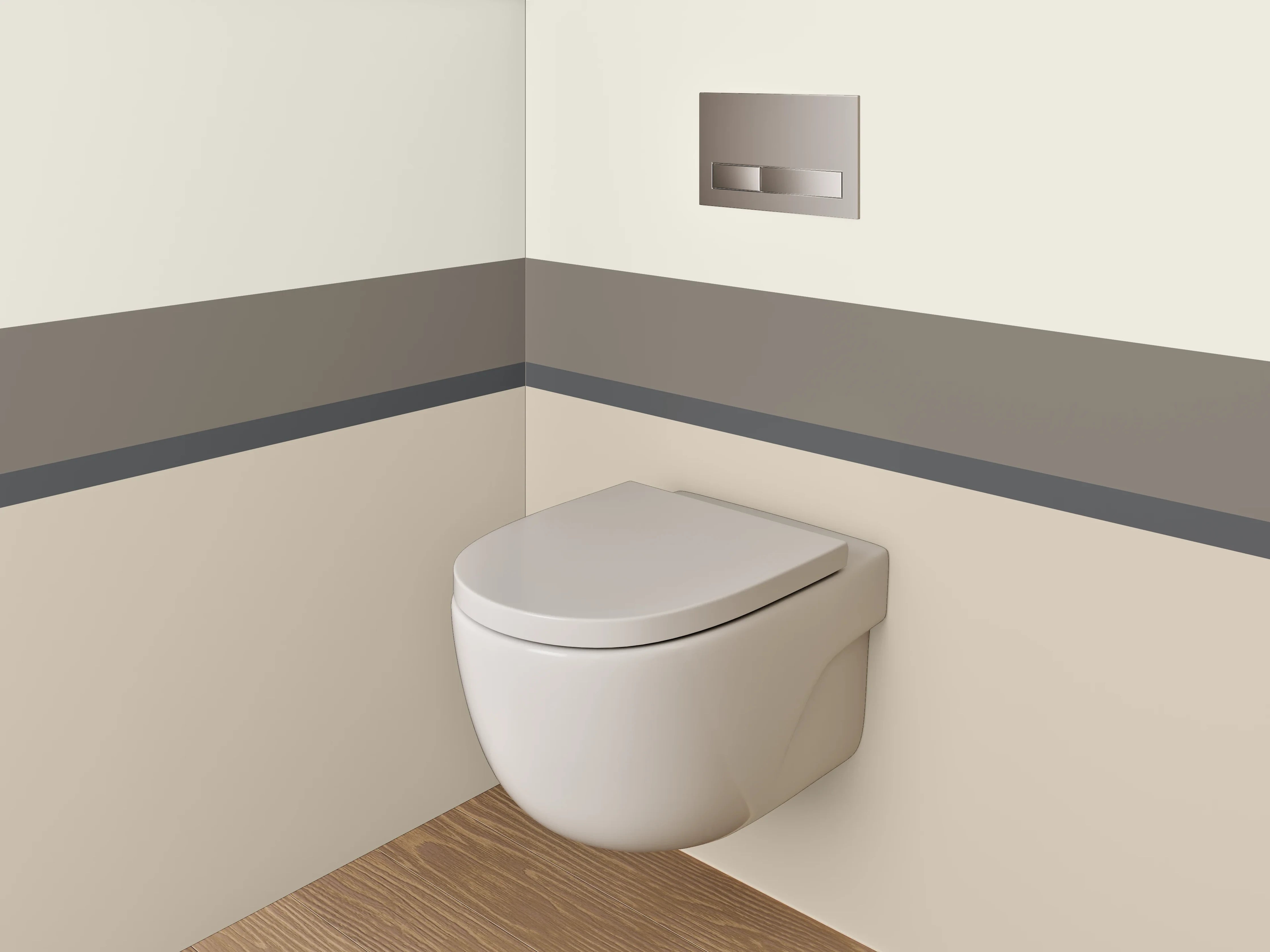 WC-Rückwand - Neutrale Farbstreifen, Beige und Grau