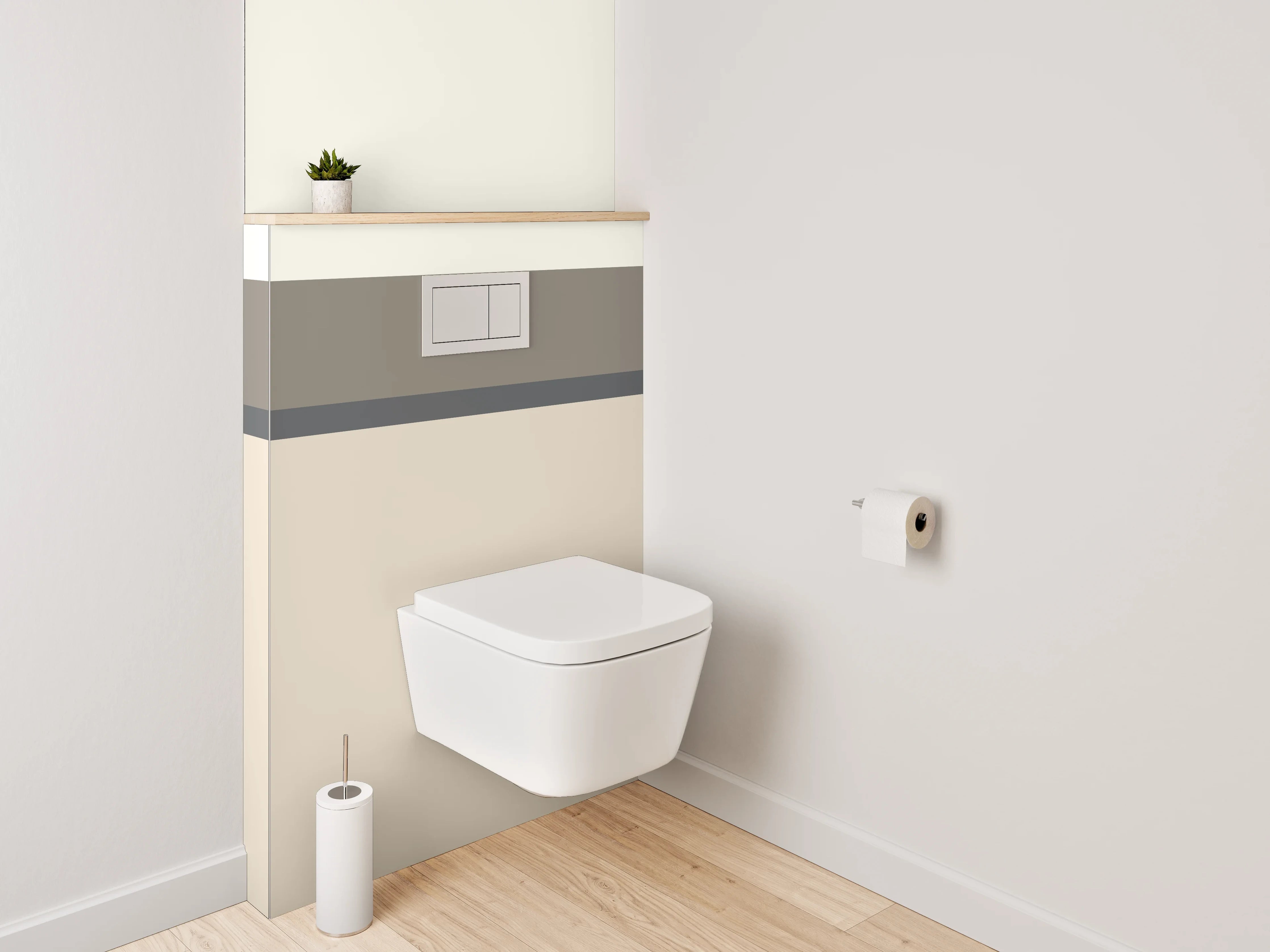 WC-Rückwand - Neutrale Farbstreifen, Beige und Grau