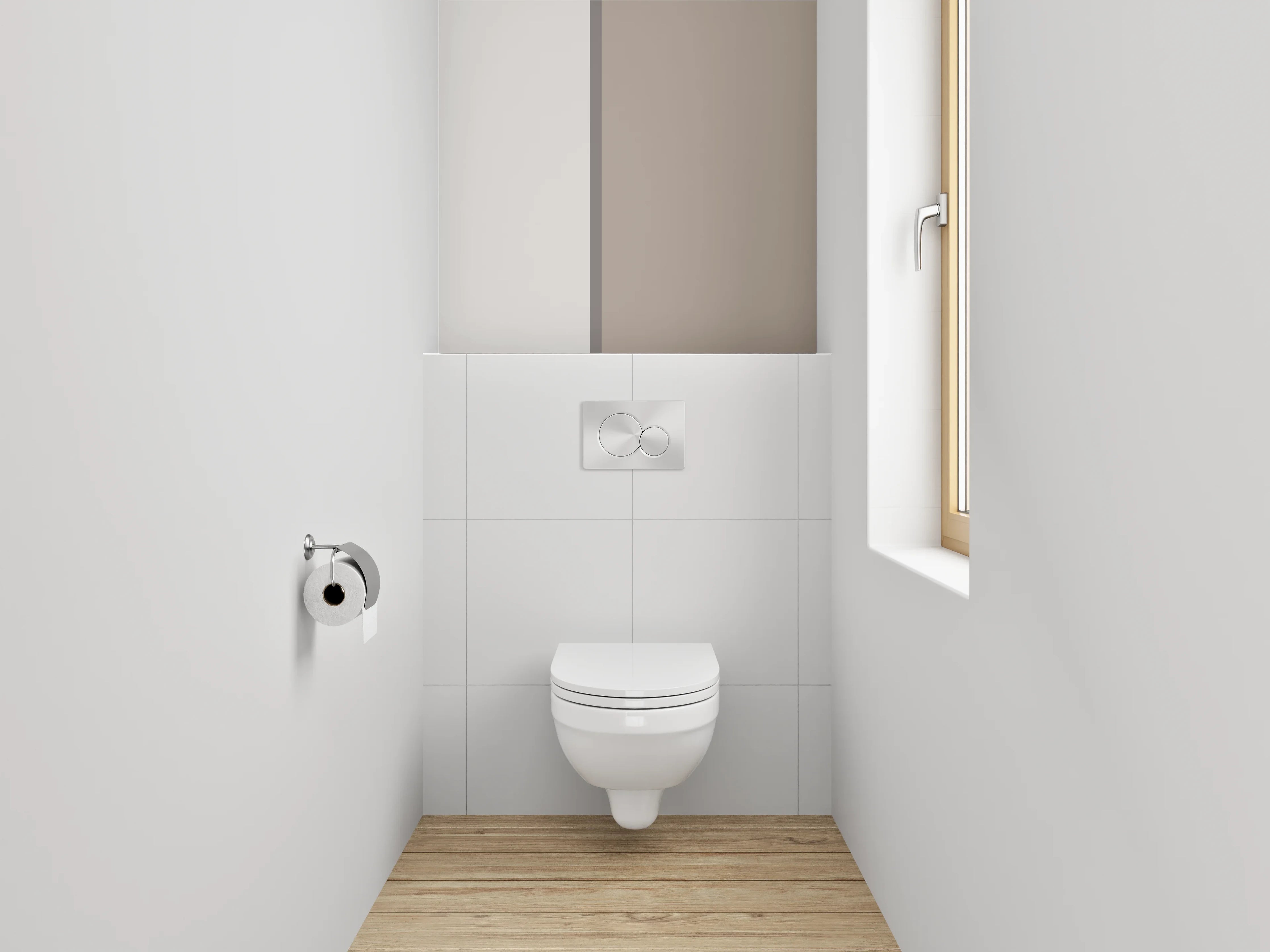 WC-Rückwand - Neutrale beige und grau Bildkomposition