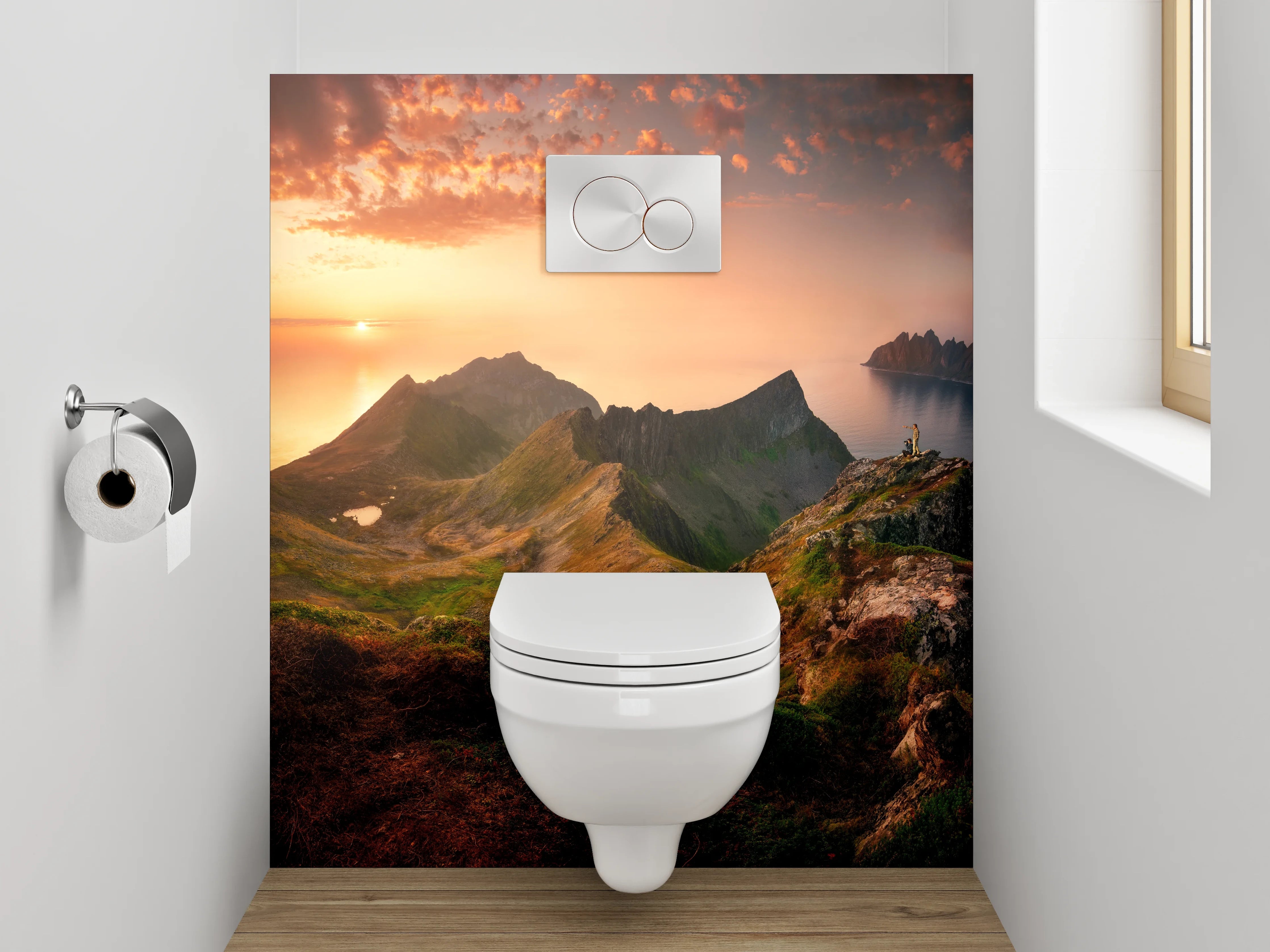 WC-Rückwand - Norwegische Berglandschaft Sonnenuntergang