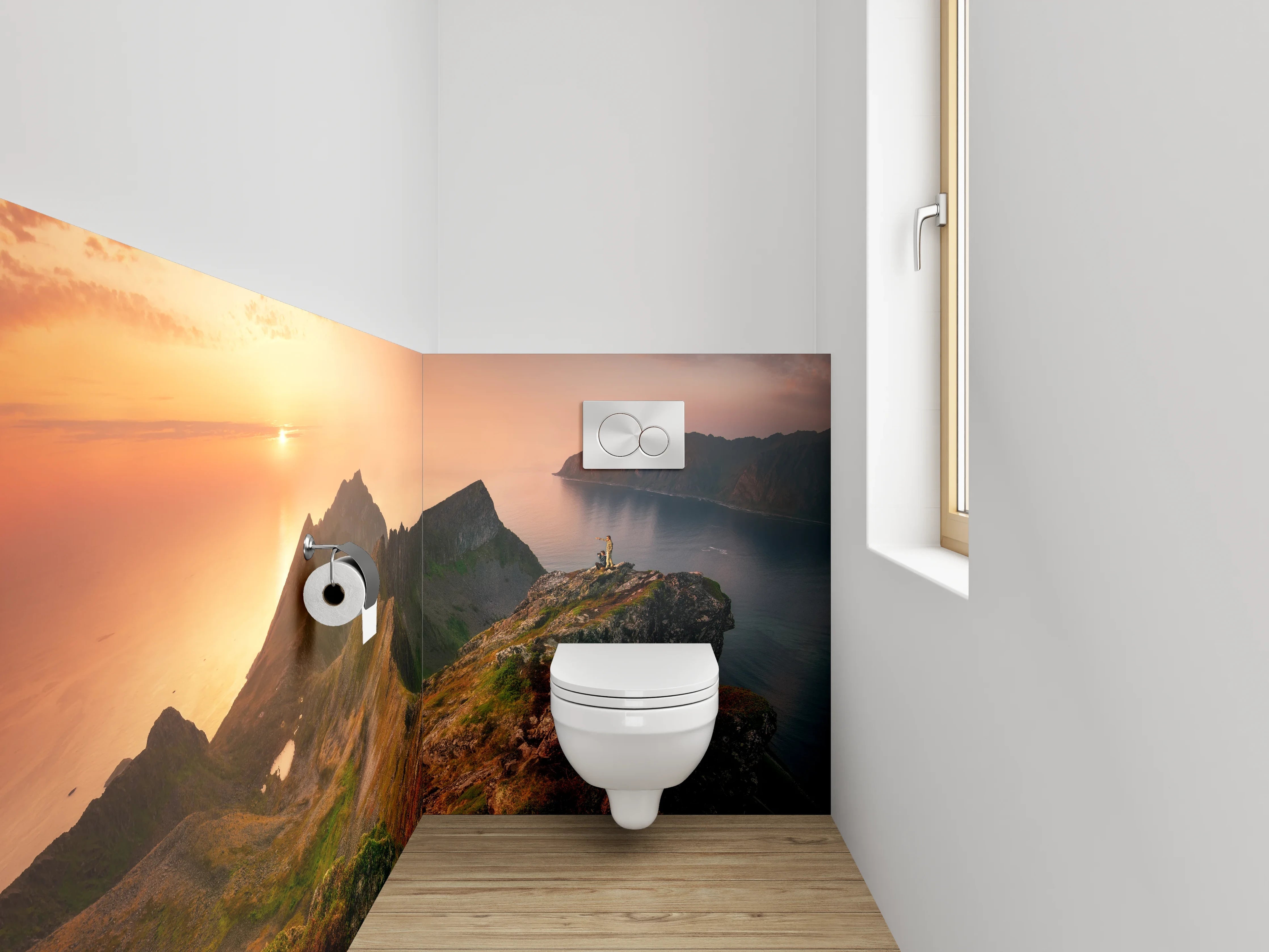 WC-Rückwand - Norwegische Berglandschaft Sonnenuntergang