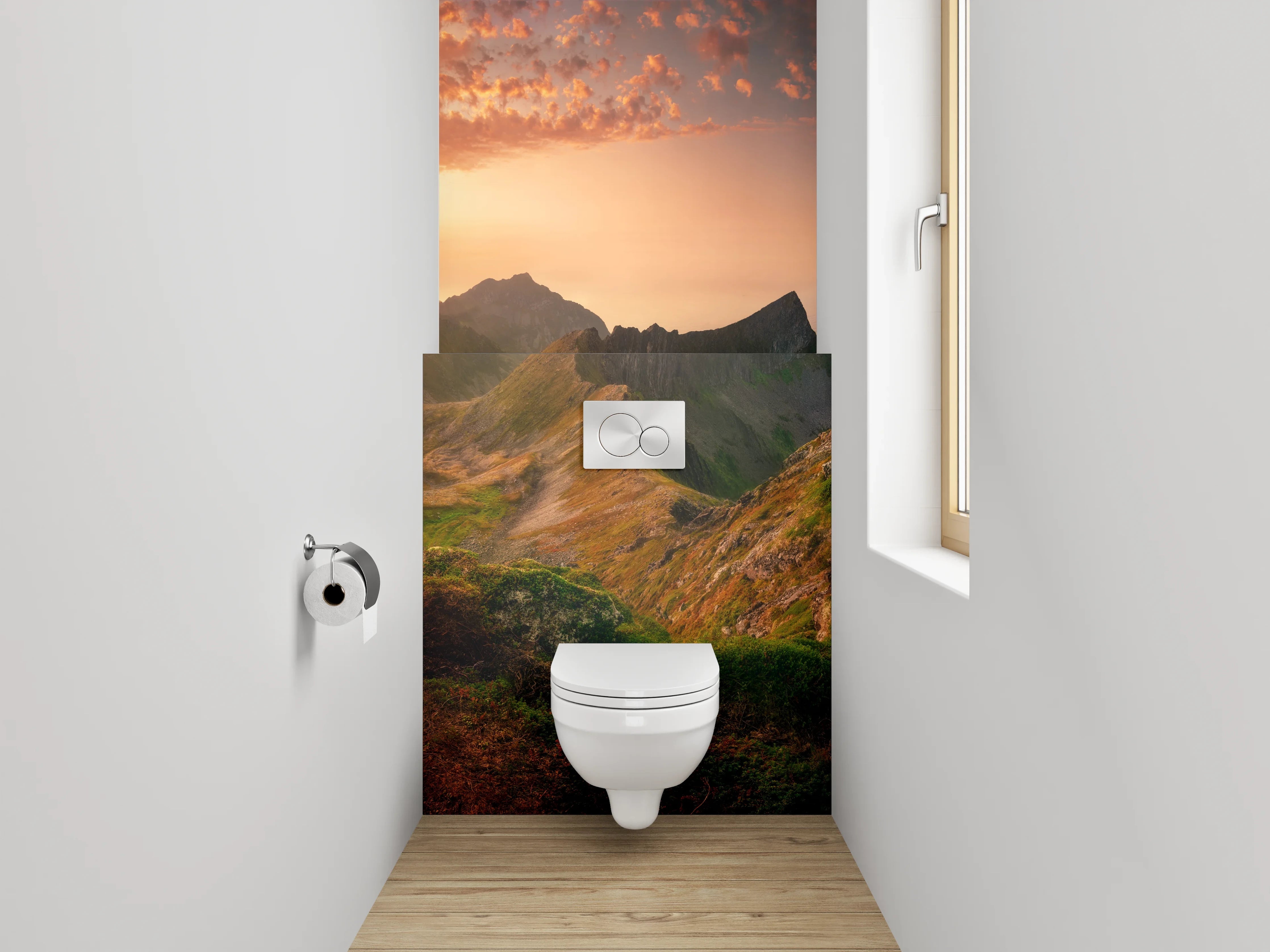 WC-Rückwand - Norwegische Berglandschaft Sonnenuntergang