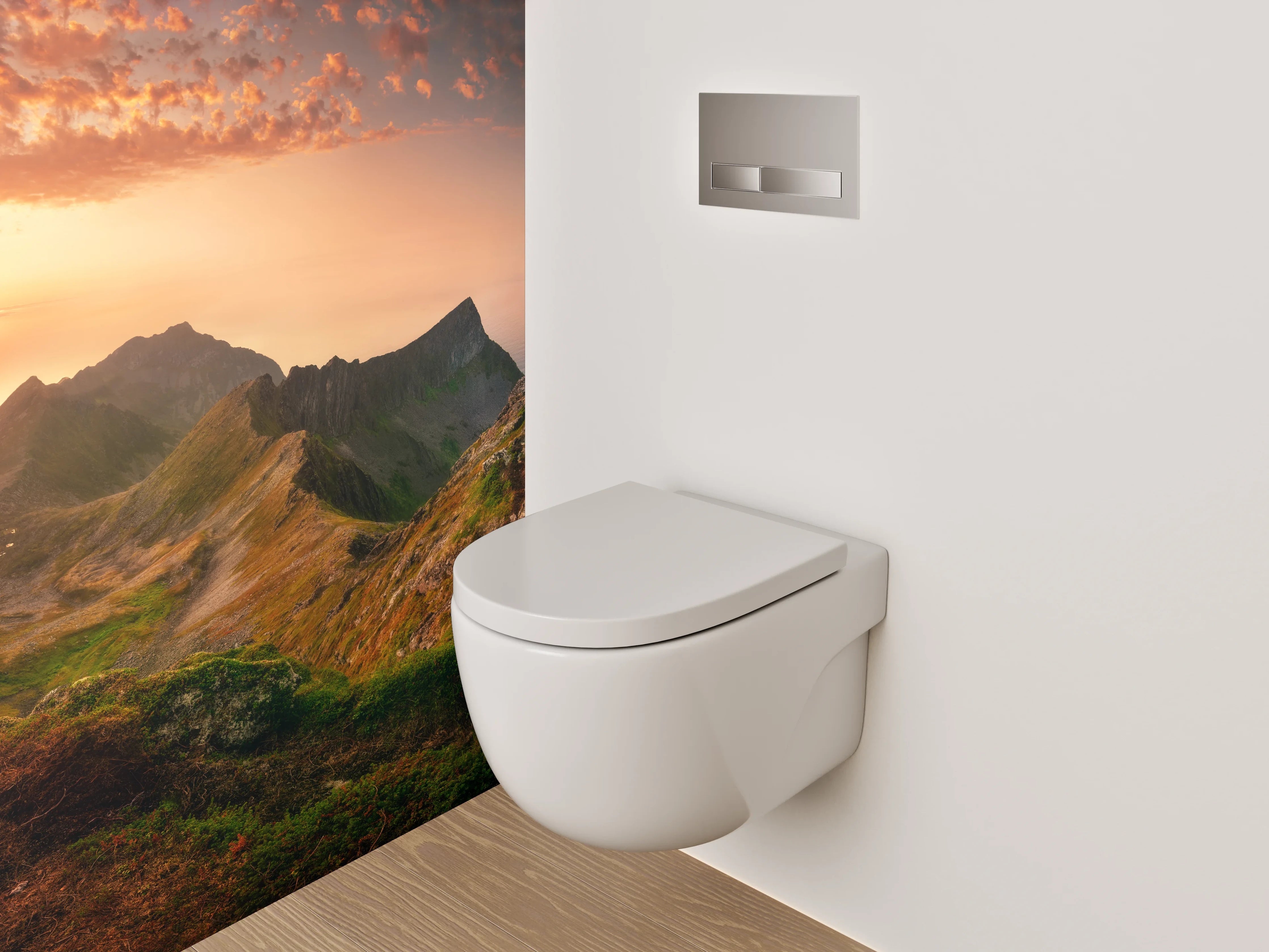 WC-Rückwand - Norwegische Berglandschaft Sonnenuntergang