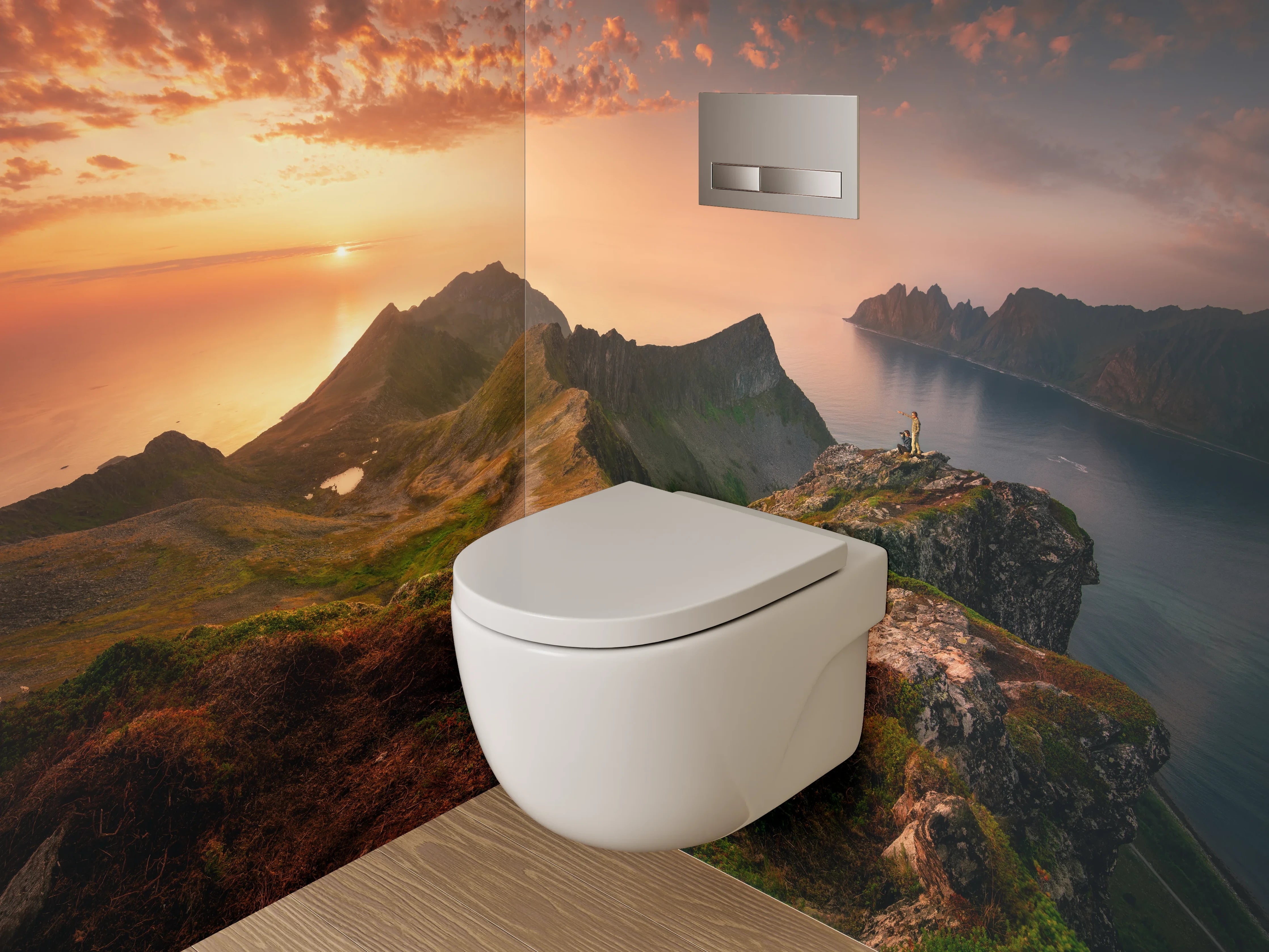 WC-Rückwand - Norwegische Berglandschaft Sonnenuntergang