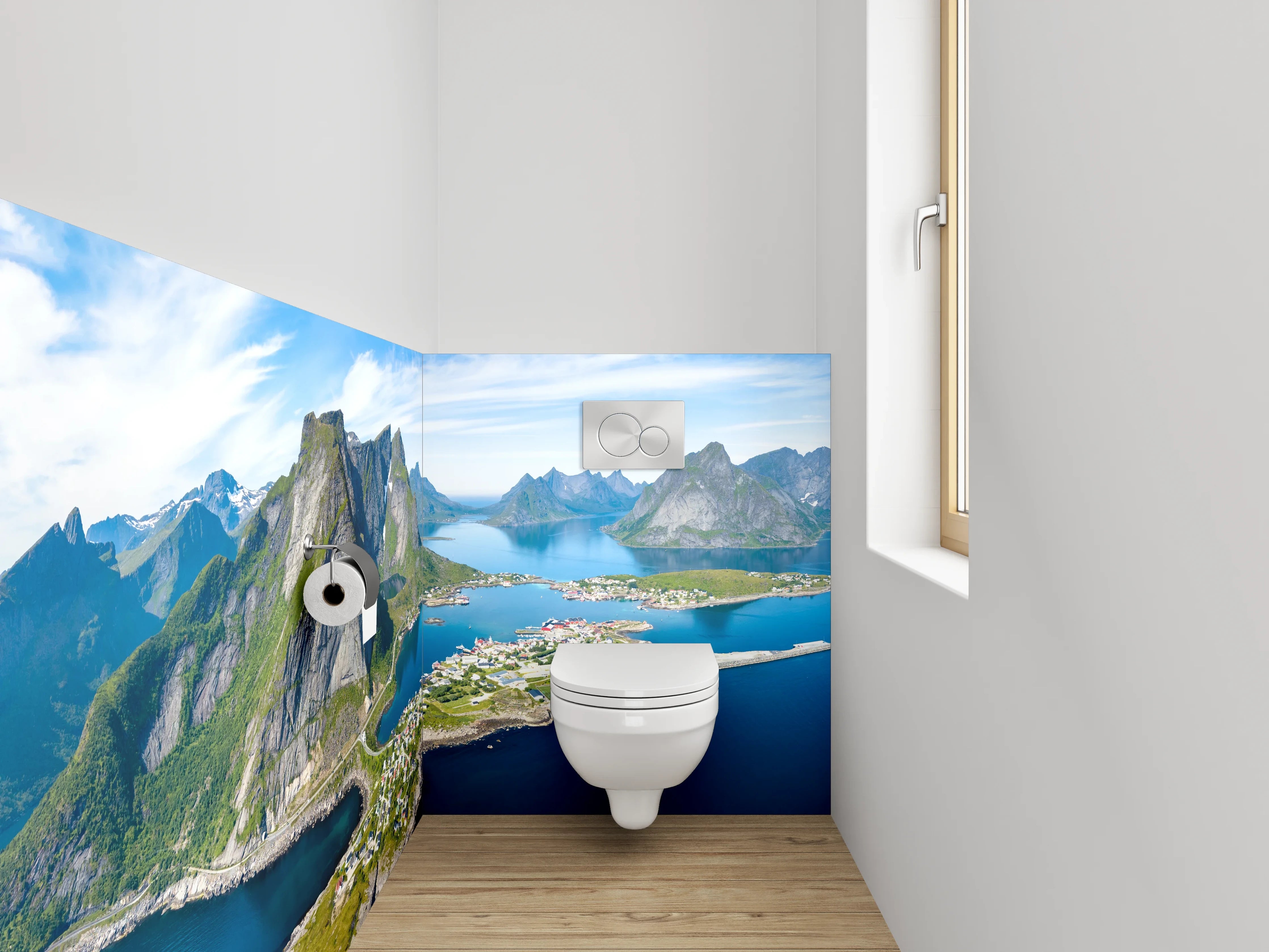 WC-Rückwand - Norwegische Fjorde Panorama Landschaft