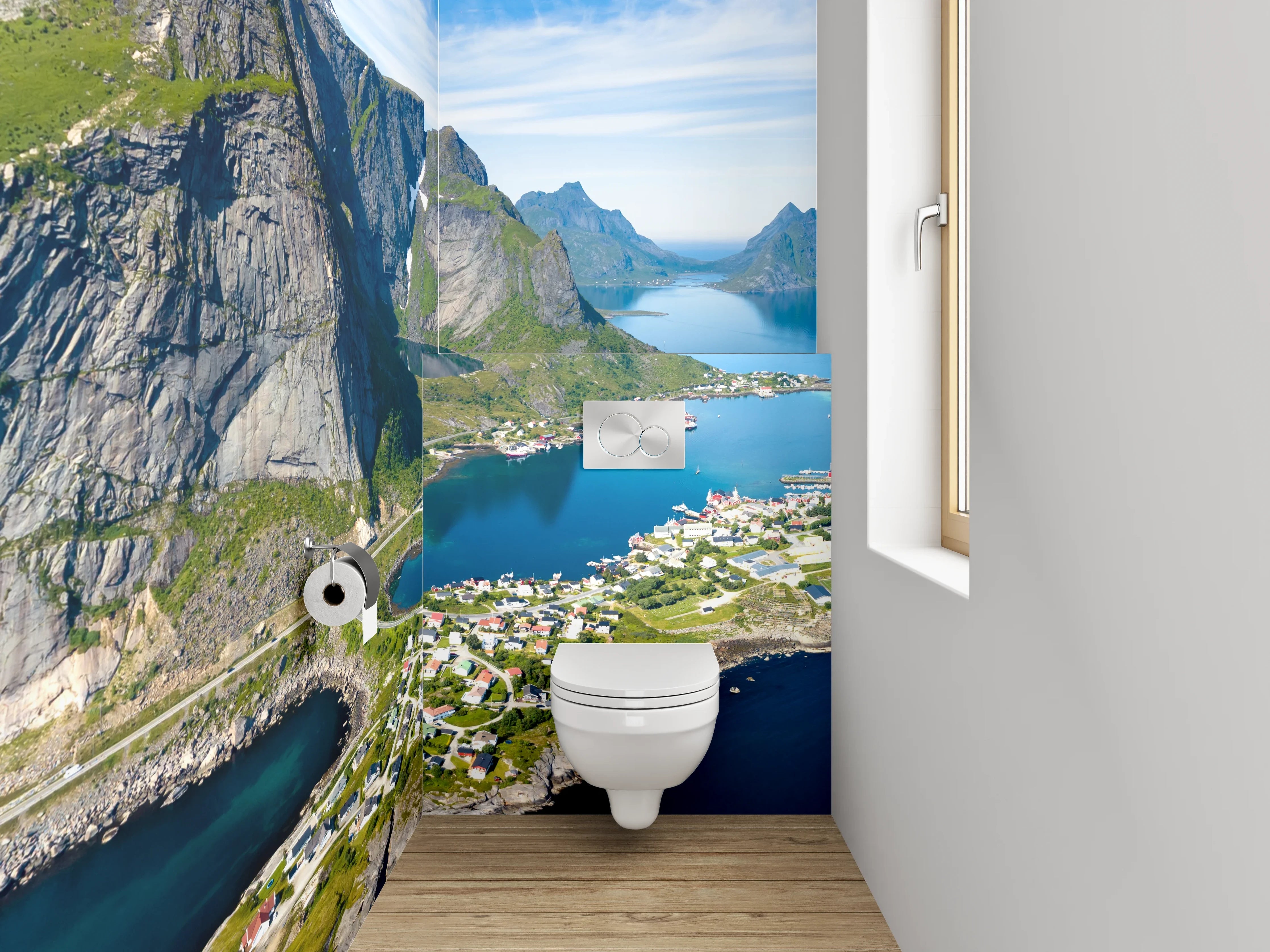WC-Rückwand - Norwegische Fjorde Panorama Landschaft