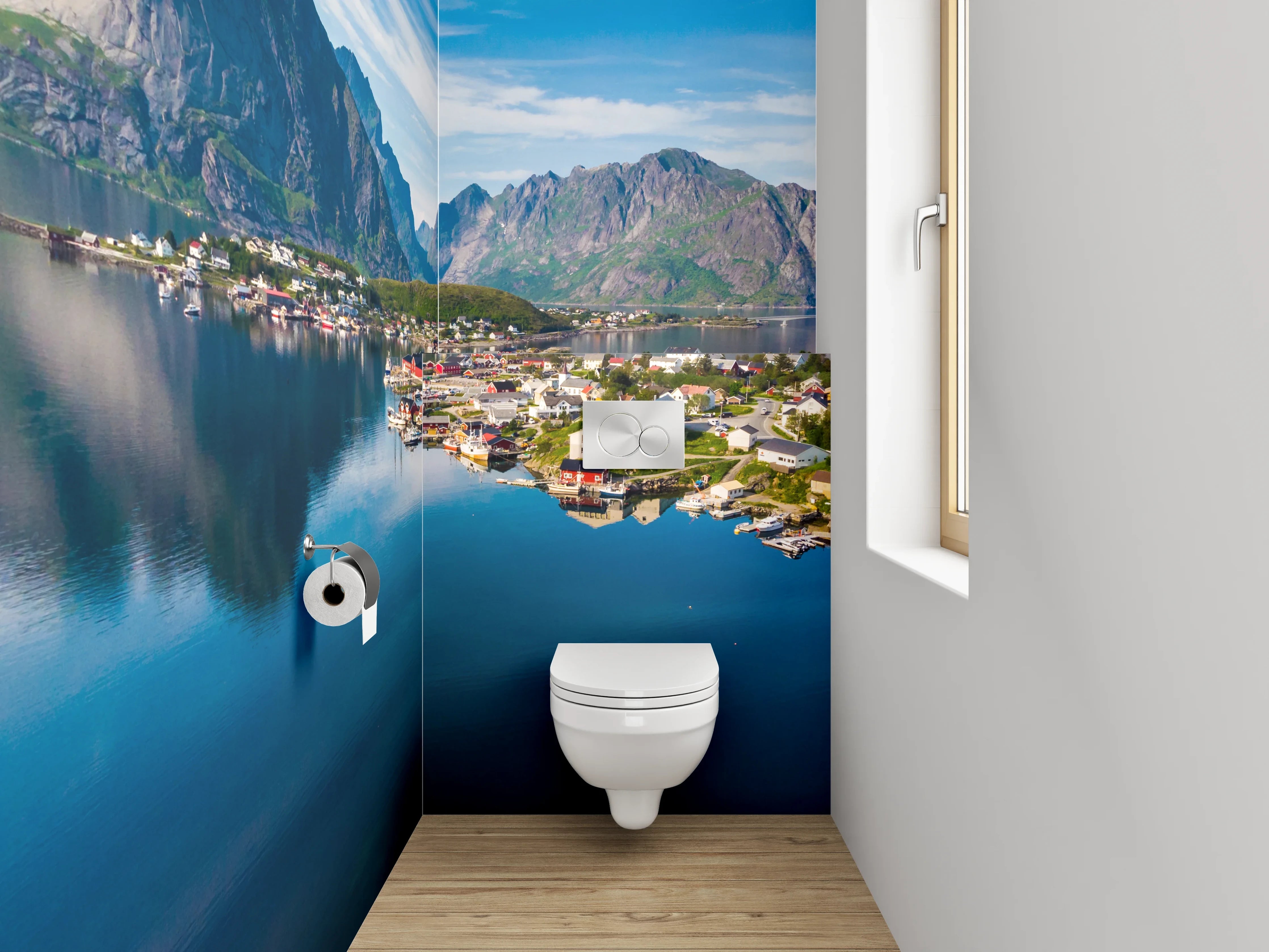 WC-Rückwand - Norwegische Fjordlandschaft Panorama