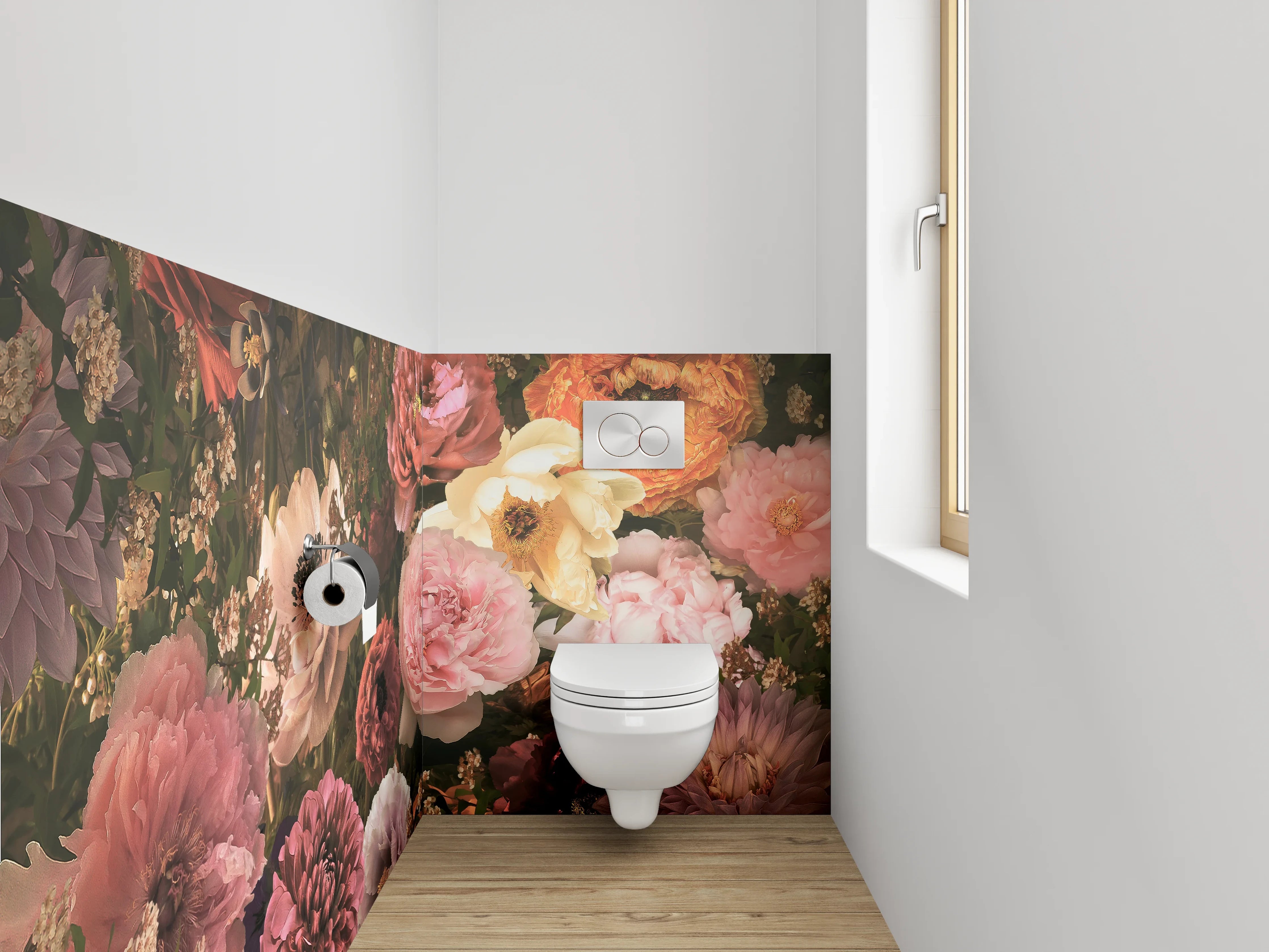 WC-Rückwand - Opulentes Blumenbouquet Vintage-Look