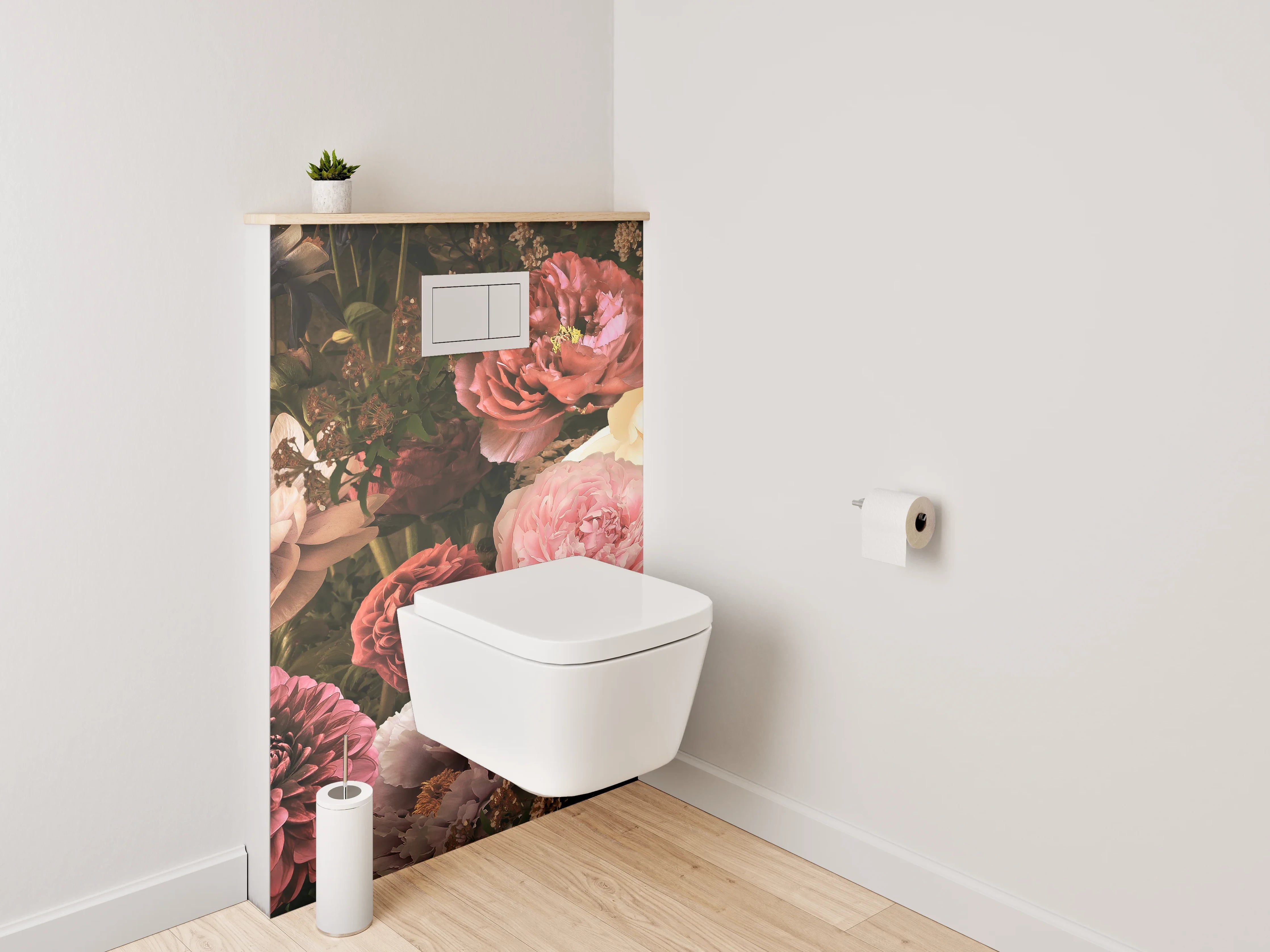 WC-Rückwand - Opulentes Blumenbouquet Vintage-Look
