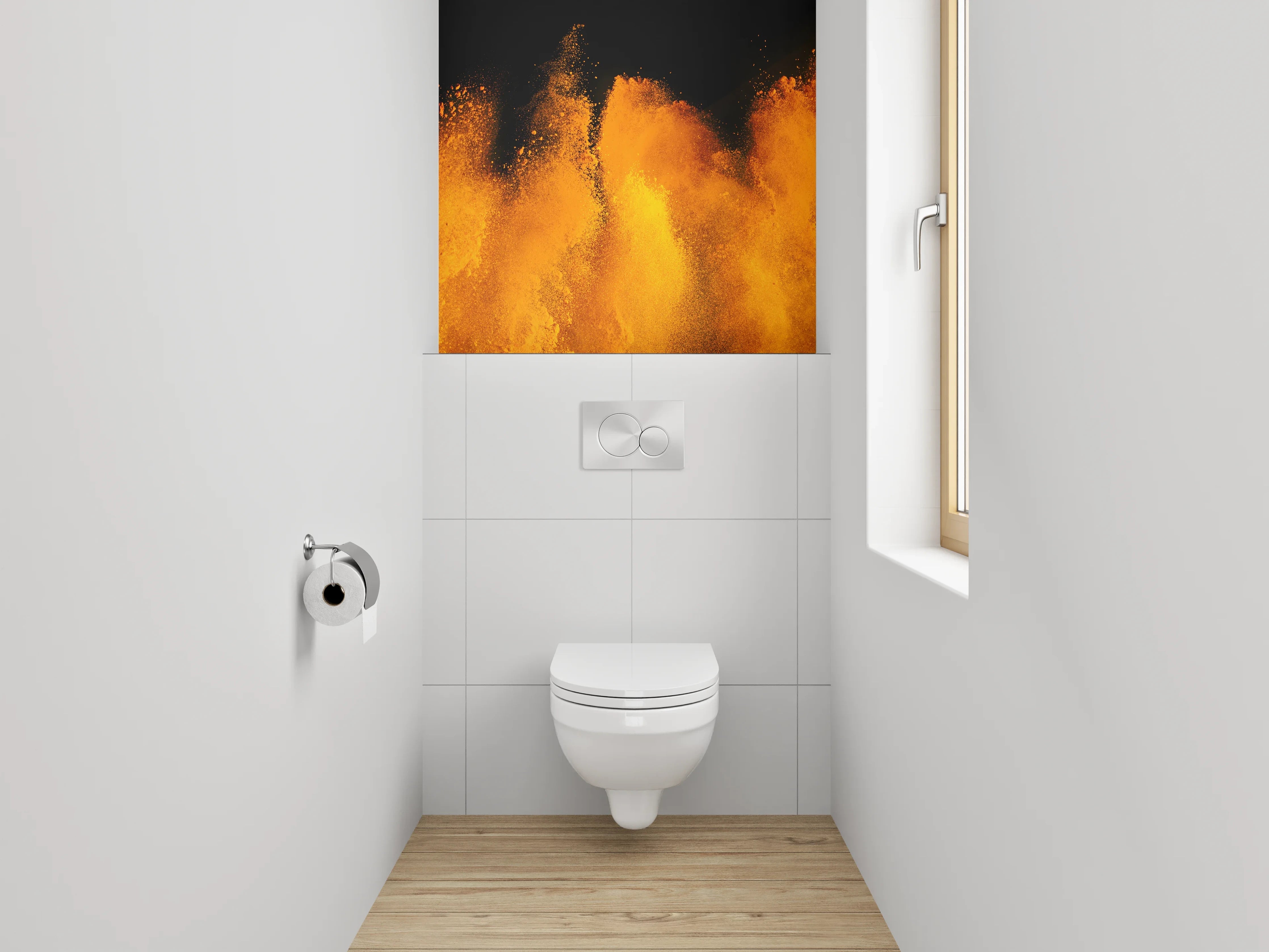 WC-Rückwand - Orange Explosion Abstrakt Wandbild