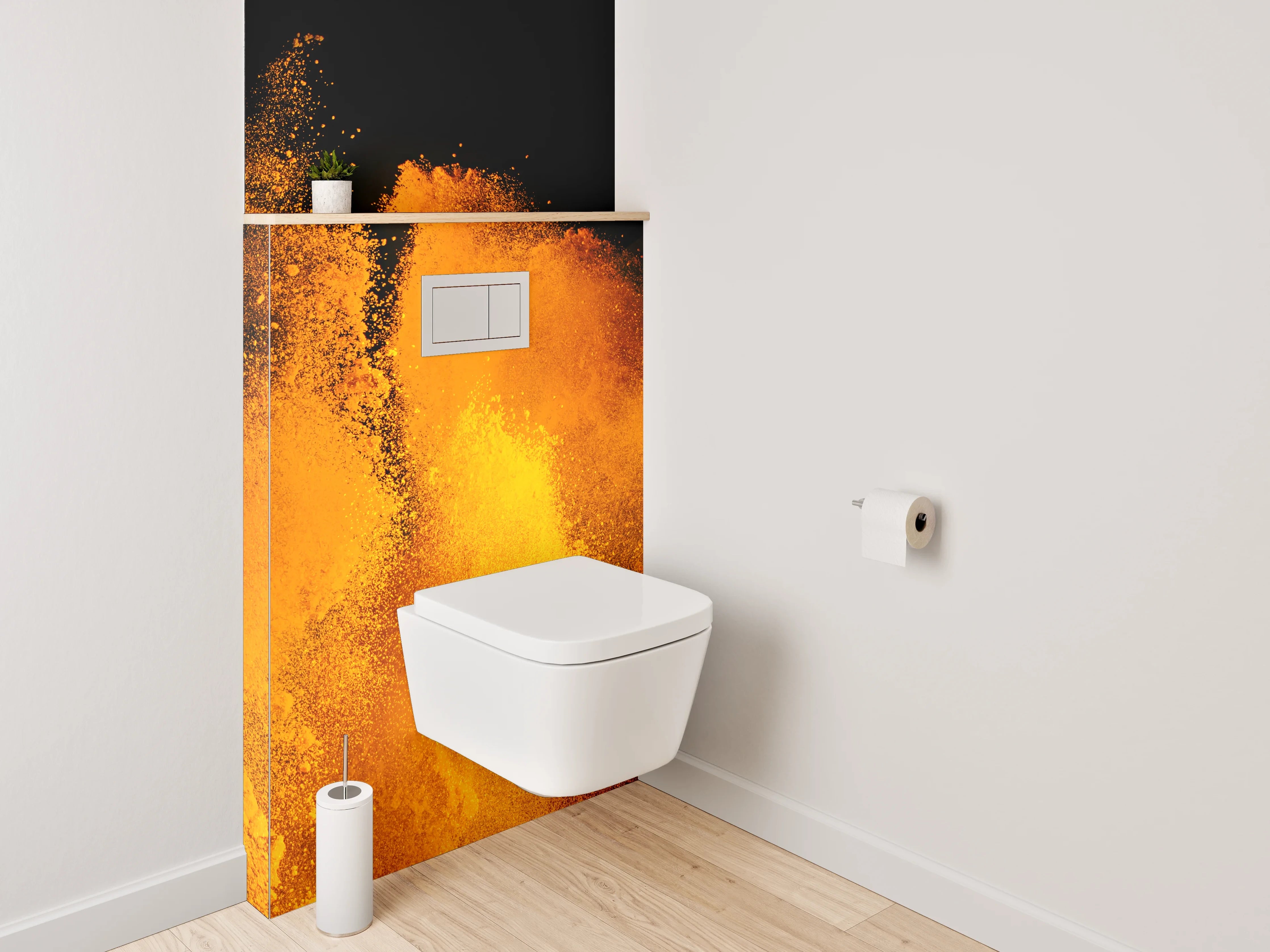 WC-Rückwand - Orange Explosion Abstrakt Wandbild