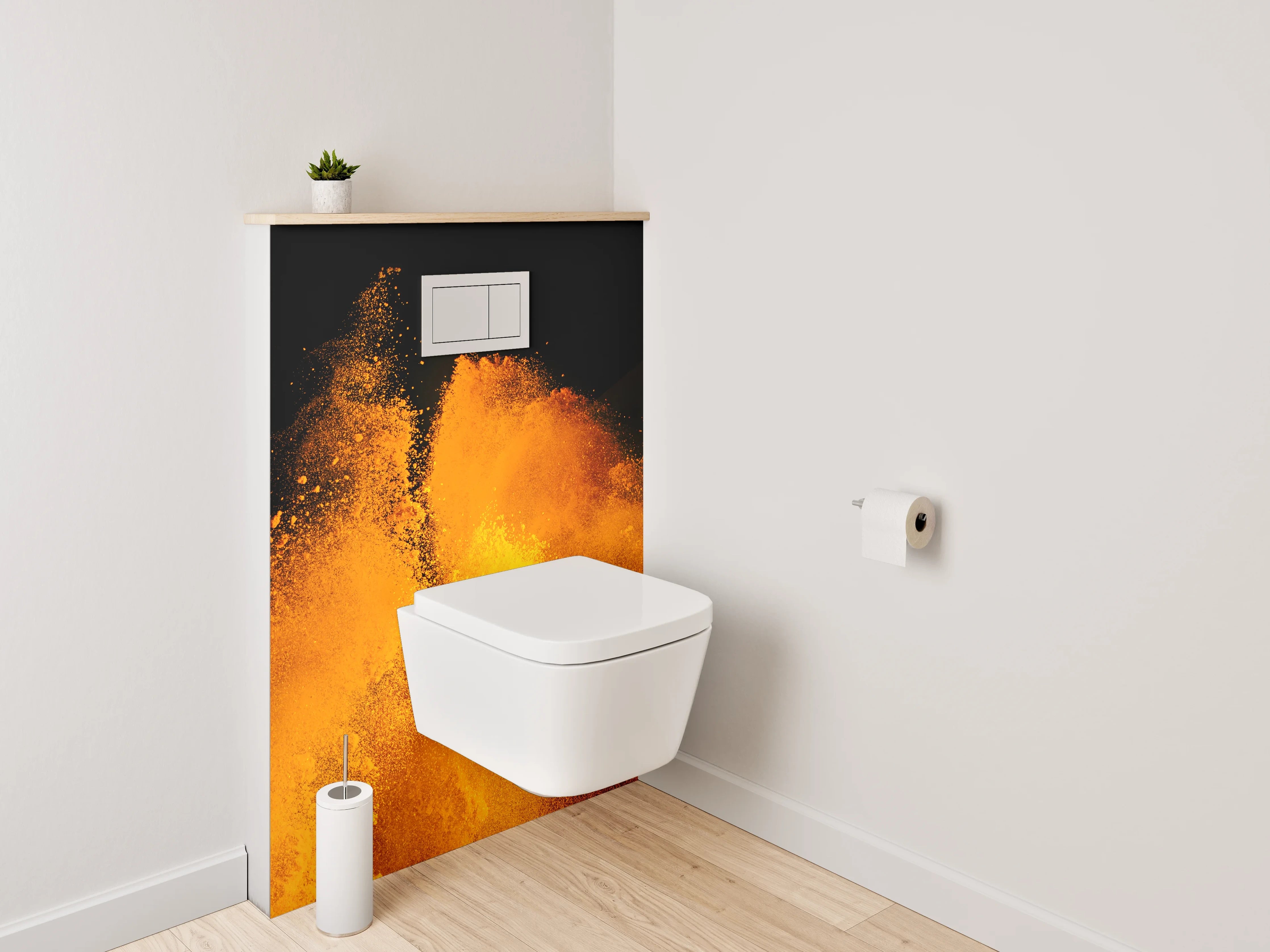 WC-Rückwand - Orange Explosion Abstrakt Wandbild