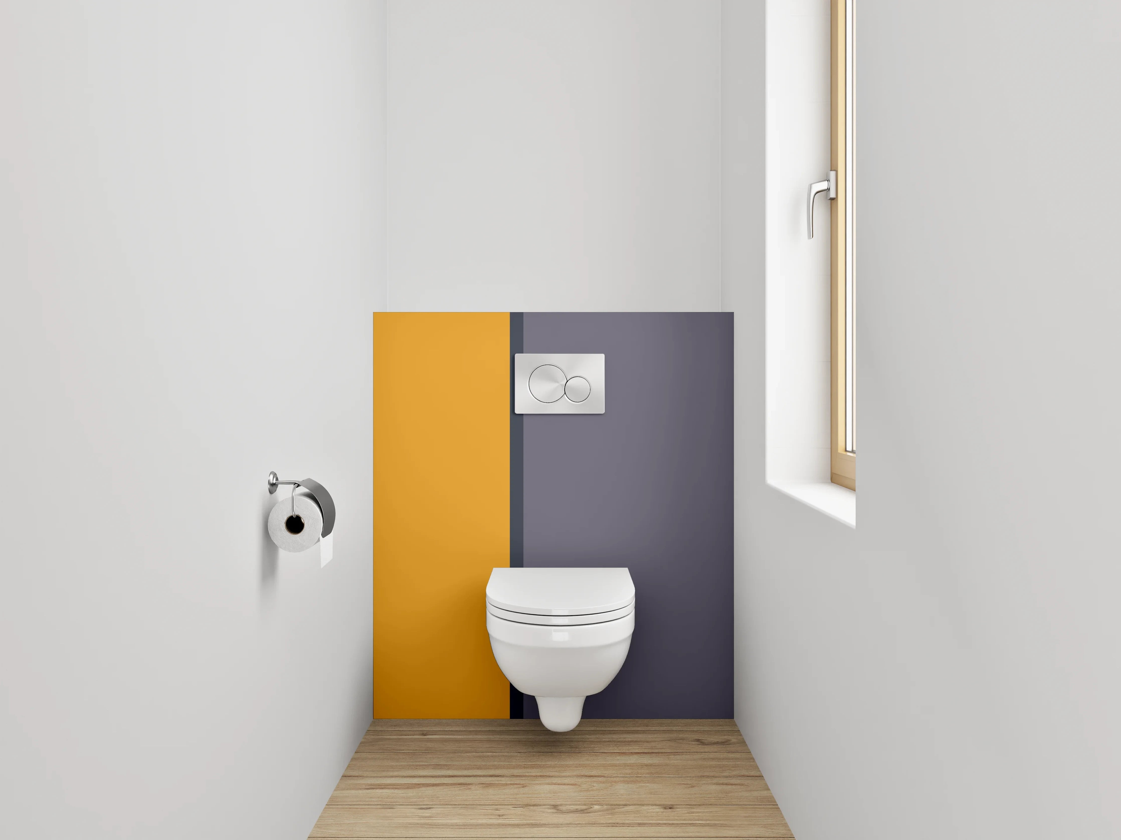 WC-Rückwand - Orange-Graues Farbblock Design