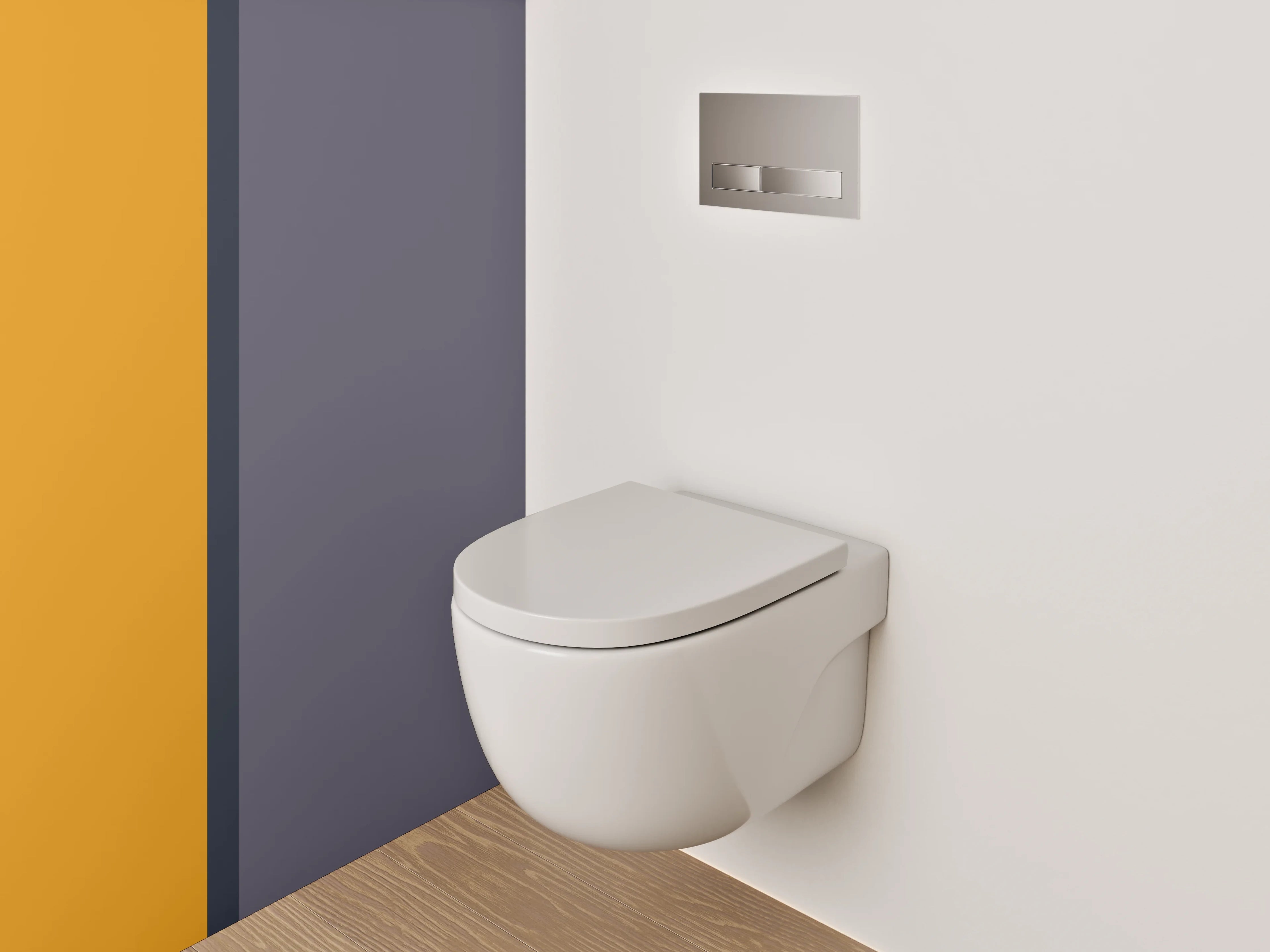 WC-Rückwand - Orange-Graues Farbblock Design
