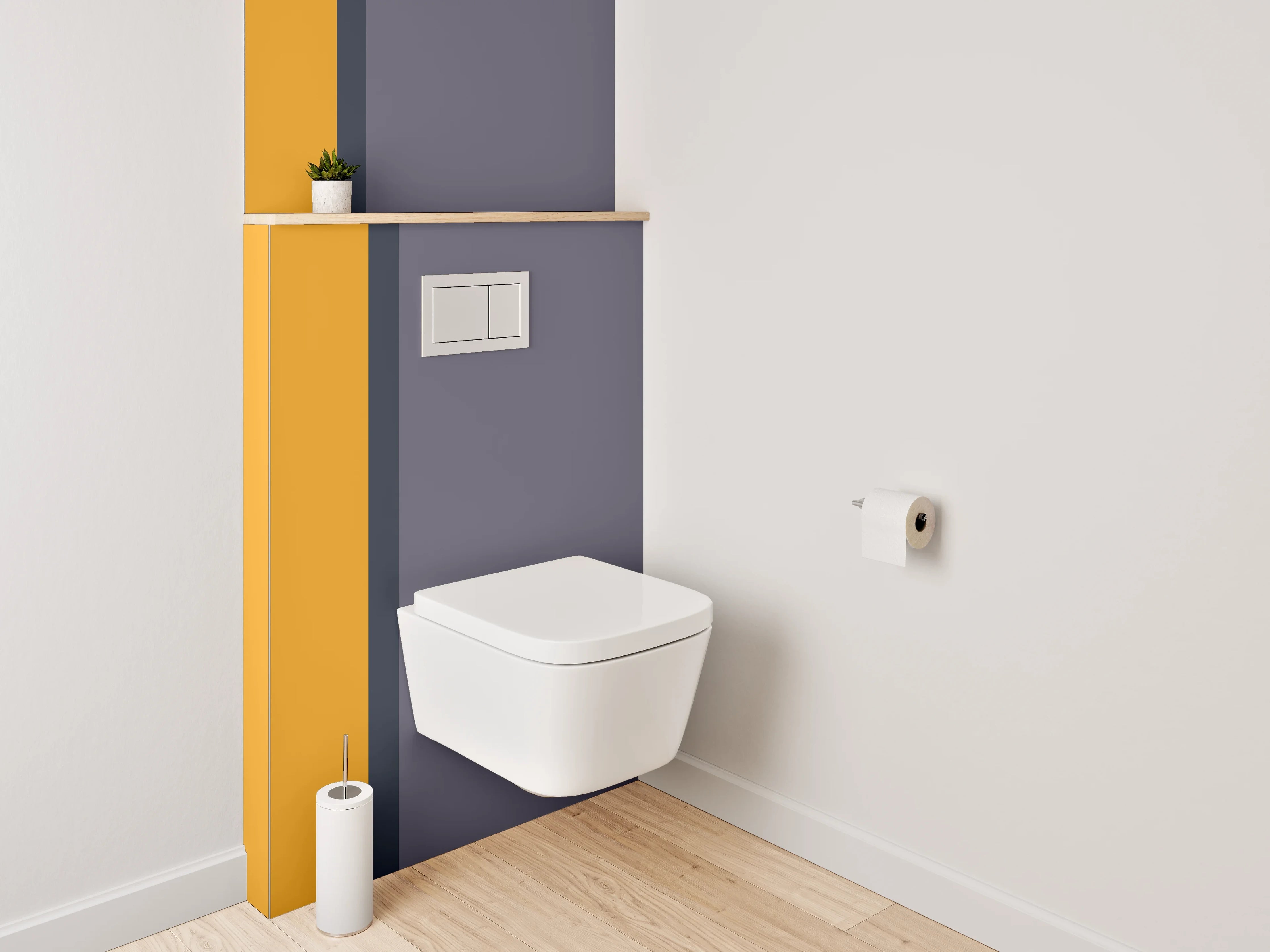 WC-Rückwand - Orange-Graues Farbblock Design