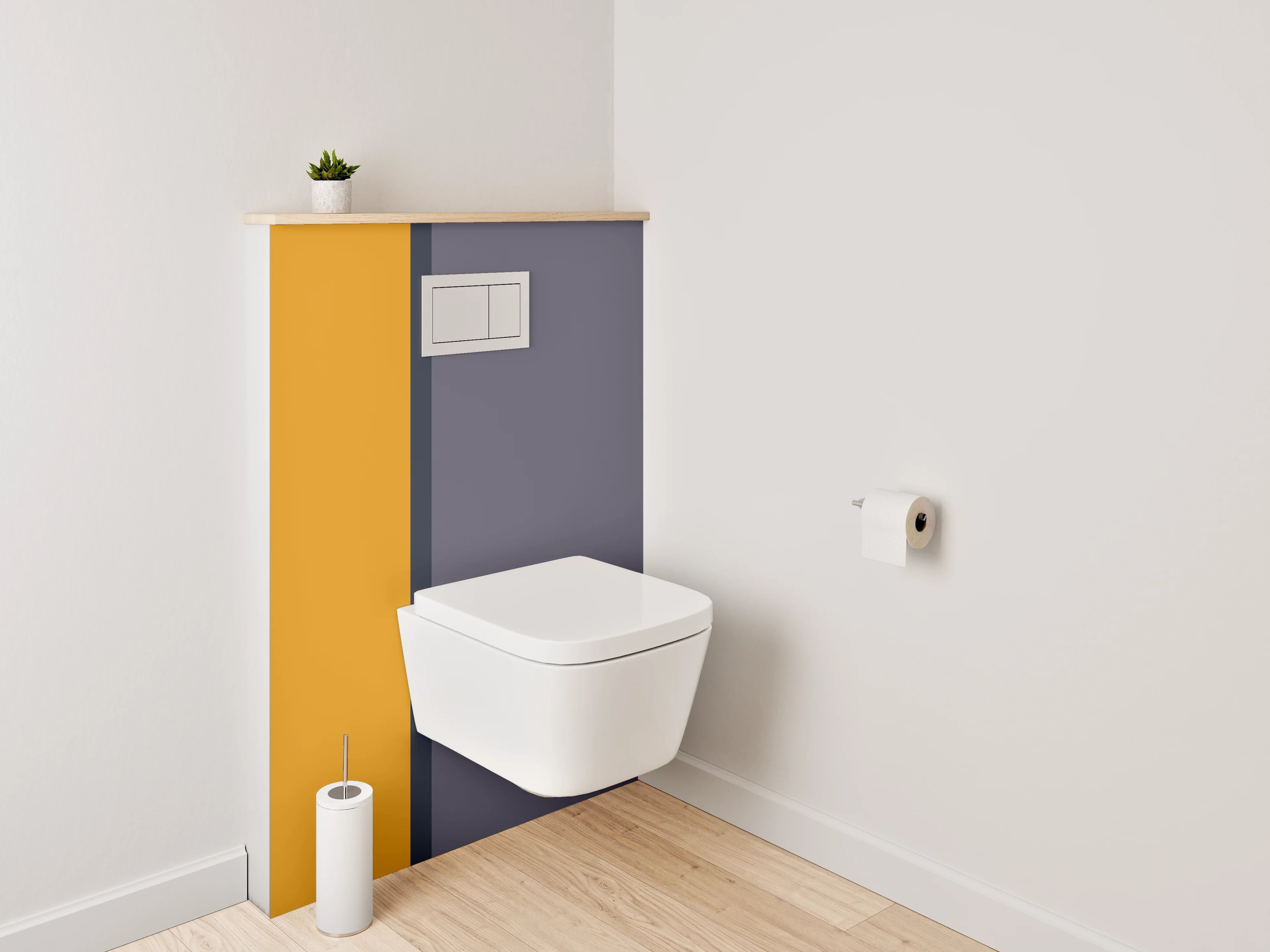 WC-Rückwand - Orange-Graues Farbblock Design