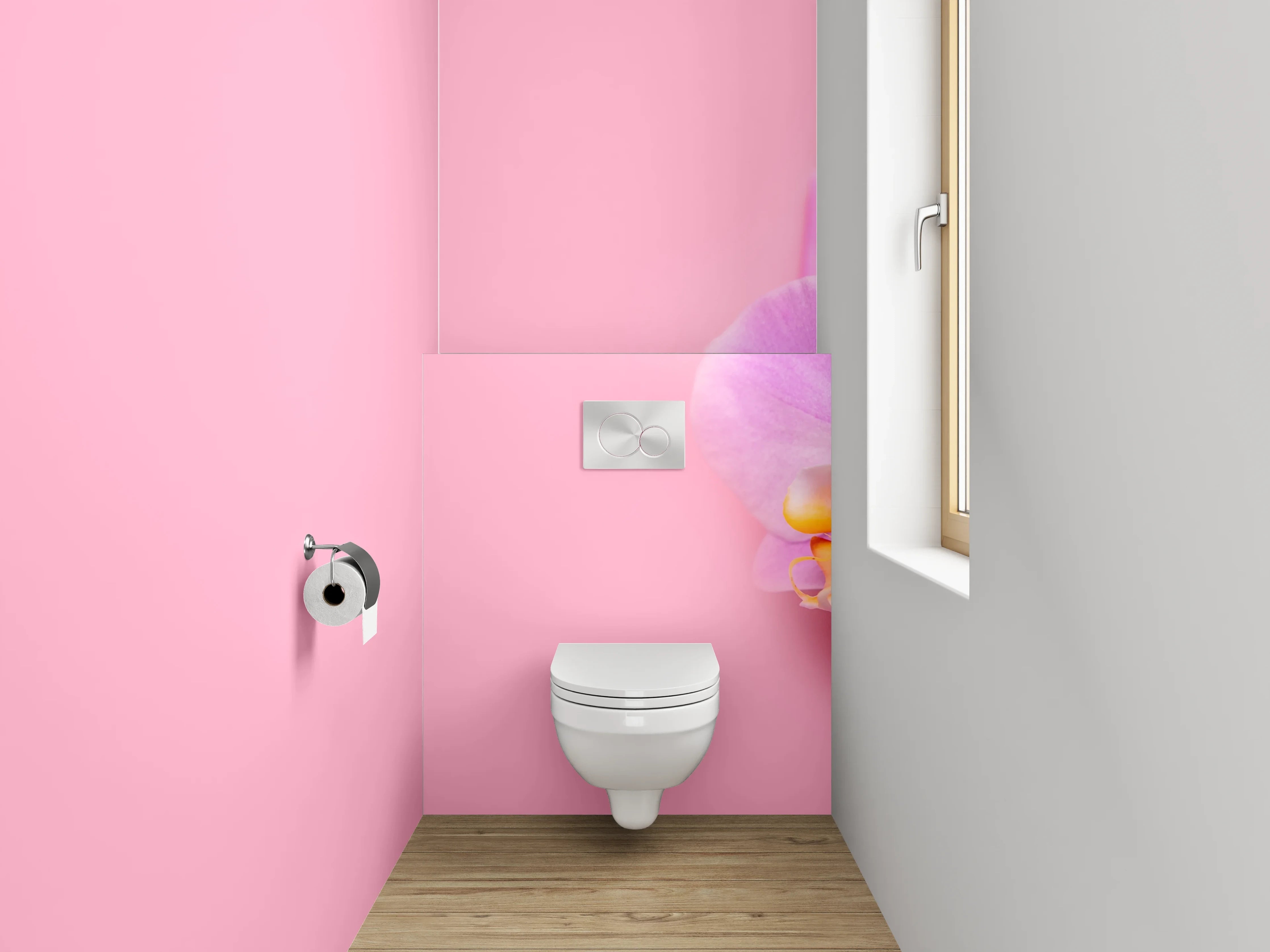 WC-Rückwand - Orchidee auf Rosa – Blütenzauber