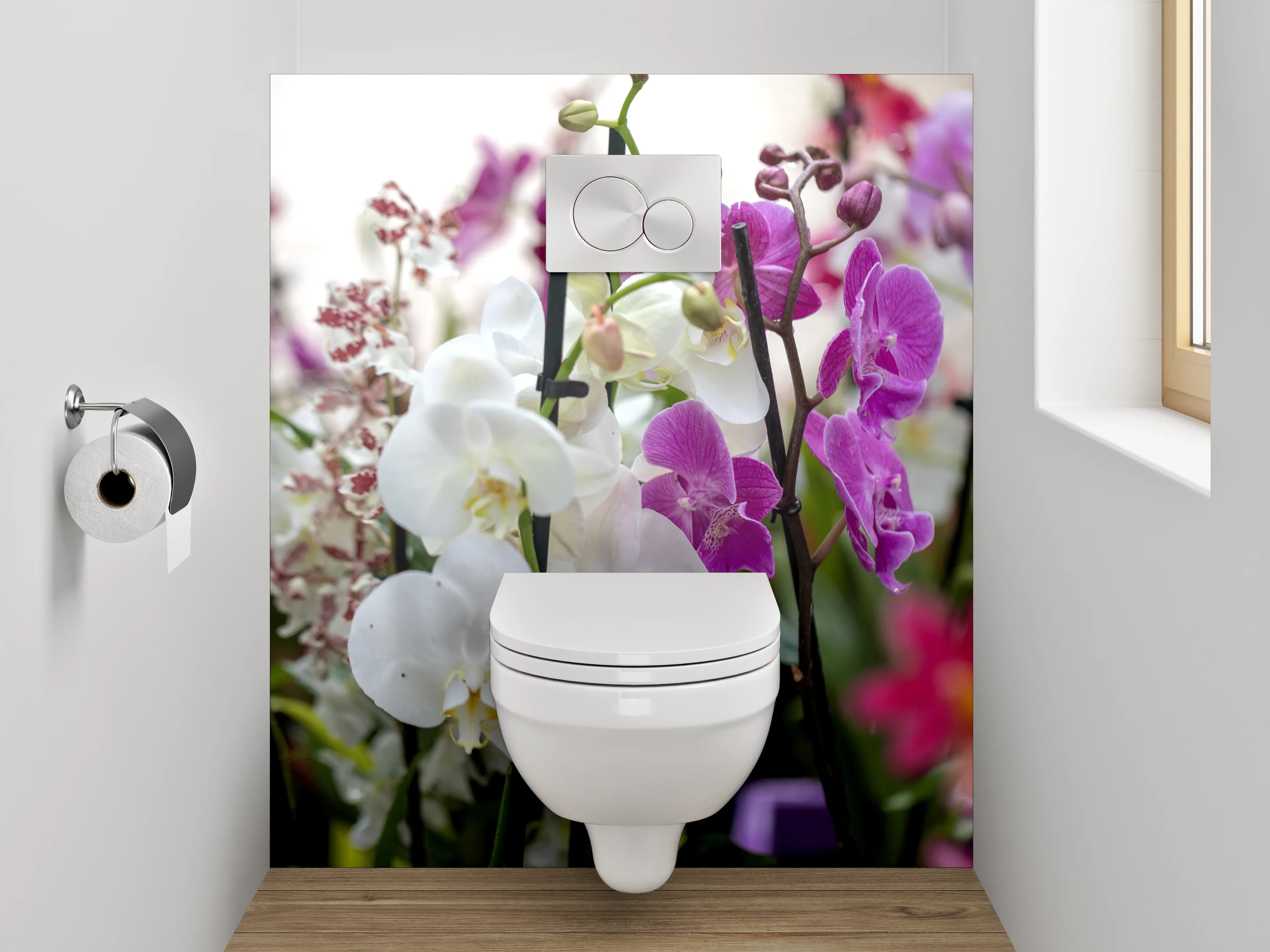 WC-Rückwand - Orchideen Blütenpracht für stilvolle Räume