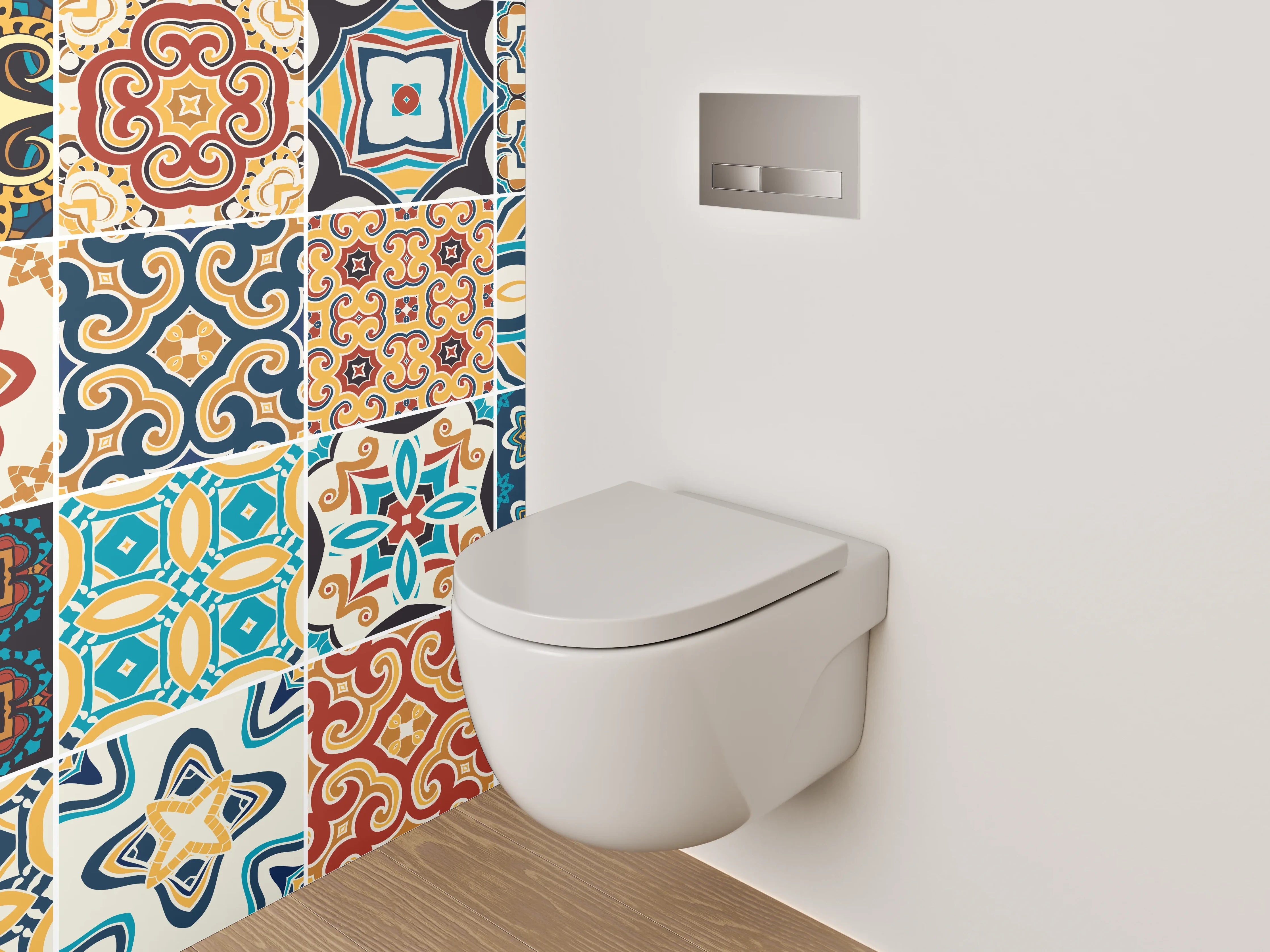 WC-Rückwand - Orientalische Fliesenmuster Bunt