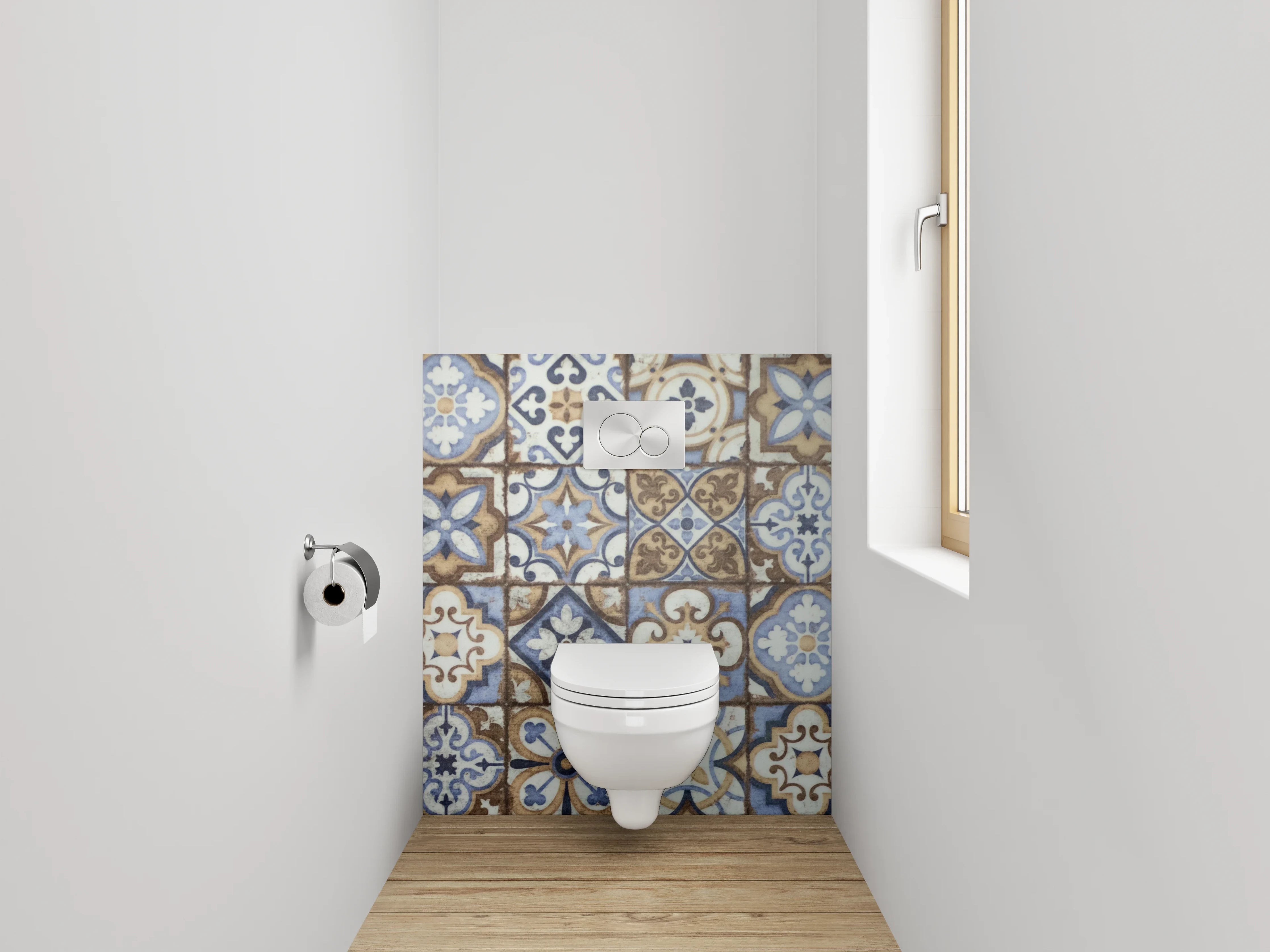 WC-Rückwand - Orientalische Fliesenmuster Retro Look