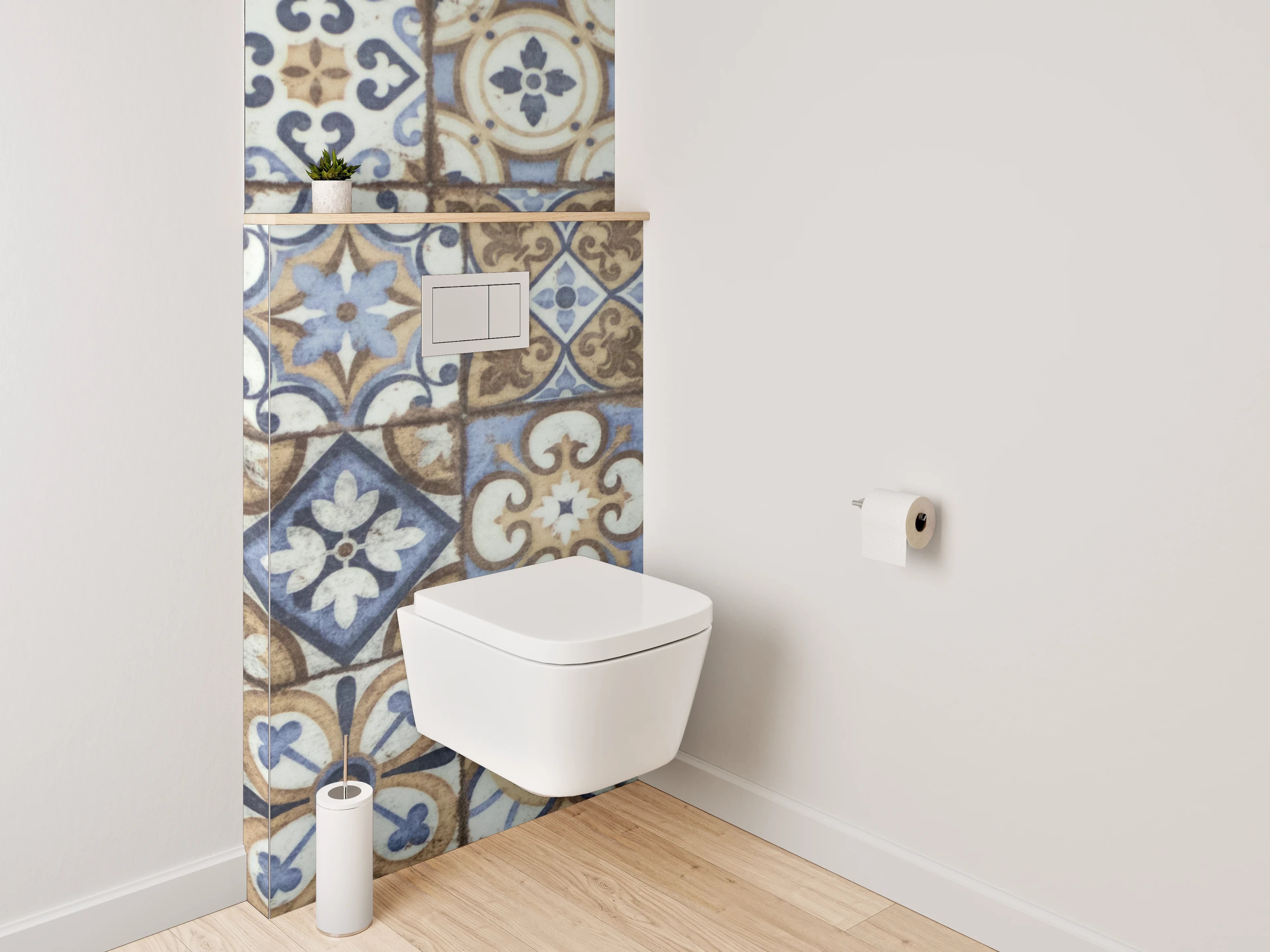 WC-Rückwand - Orientalische Fliesenmuster Retro Look