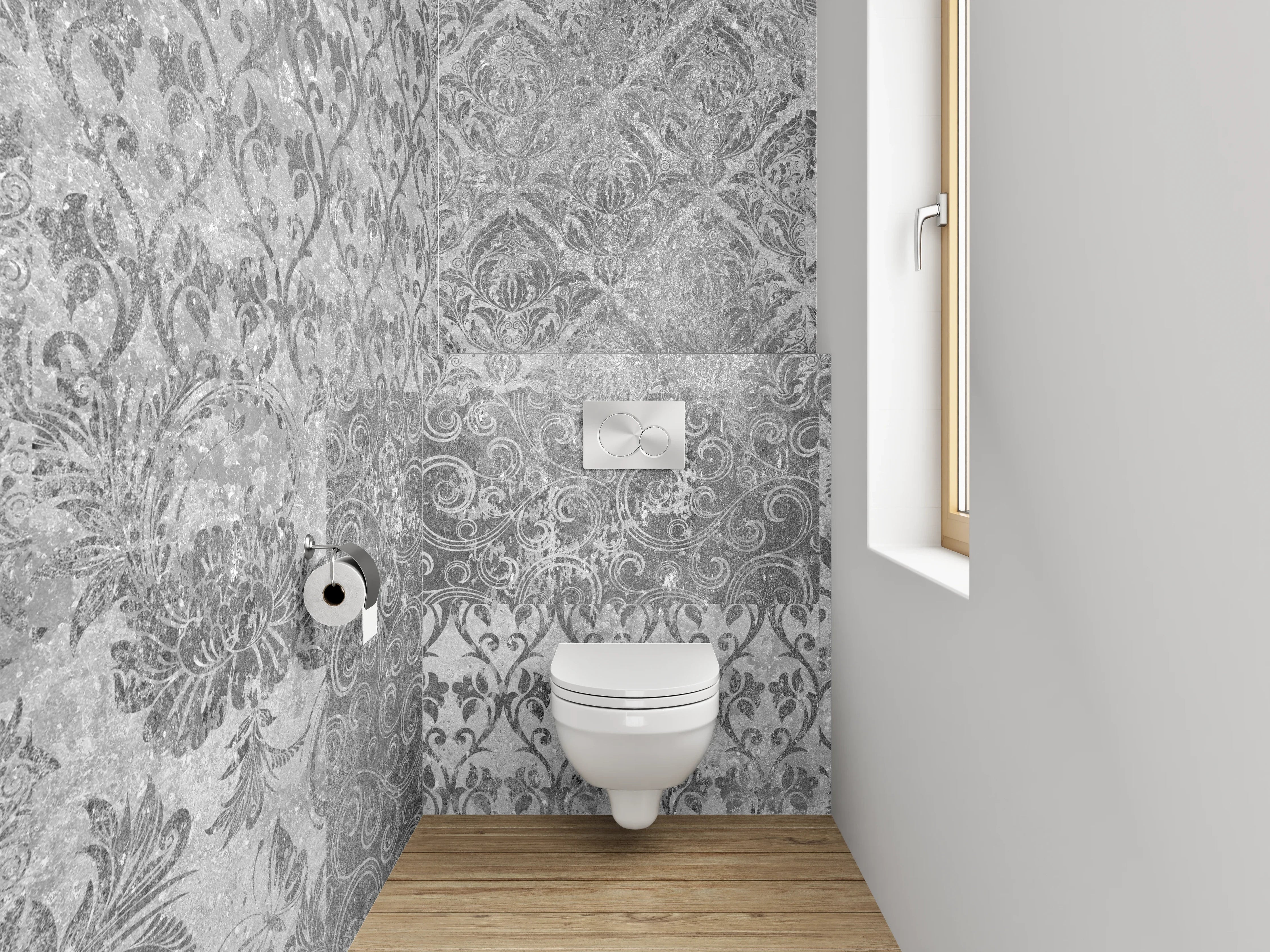 WC-Rückwand - Orientalische Graue Fliesen Muster