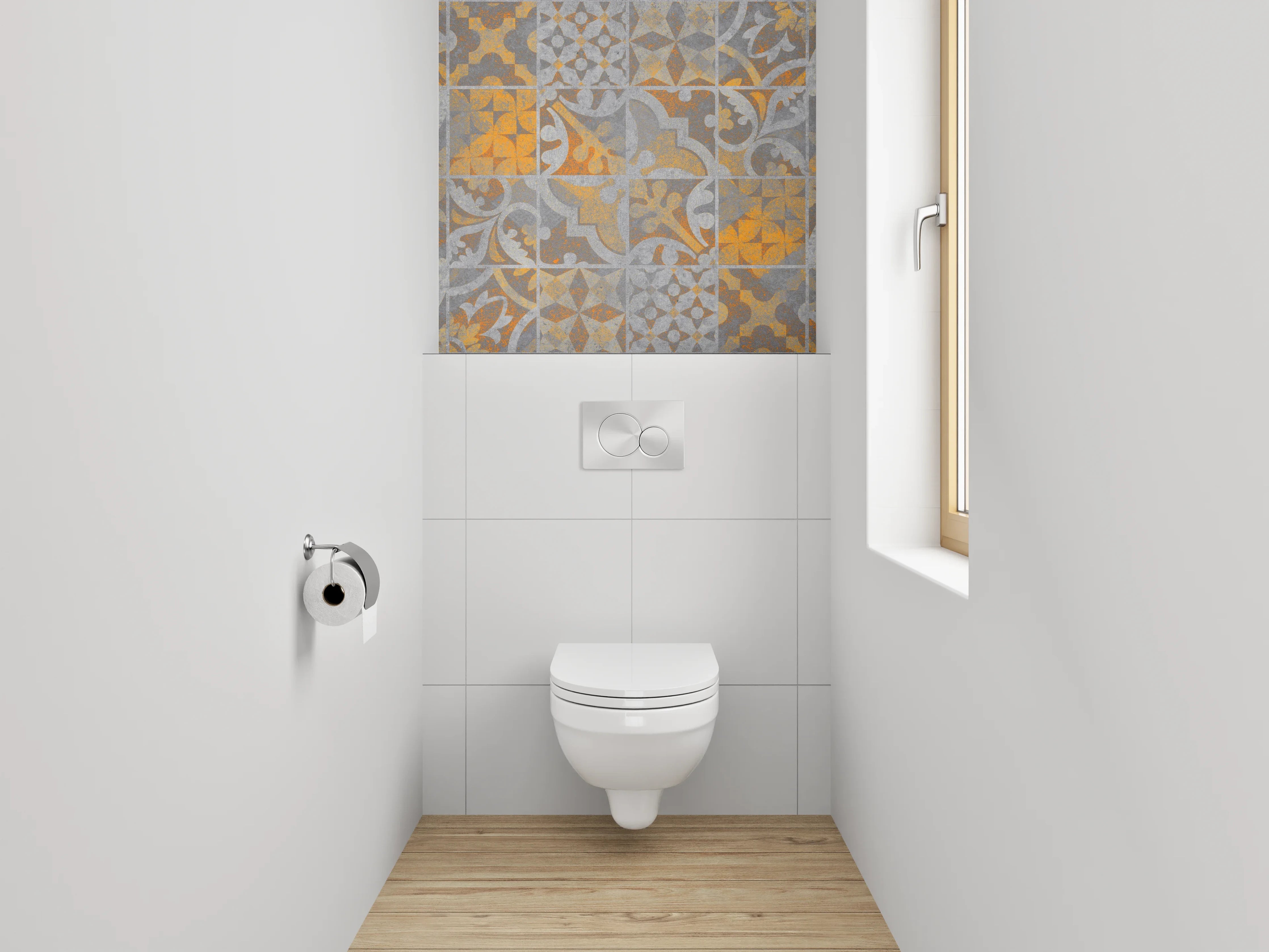 WC-Rückwand - Orientalische Patchwork Fliesenmuster Dekor