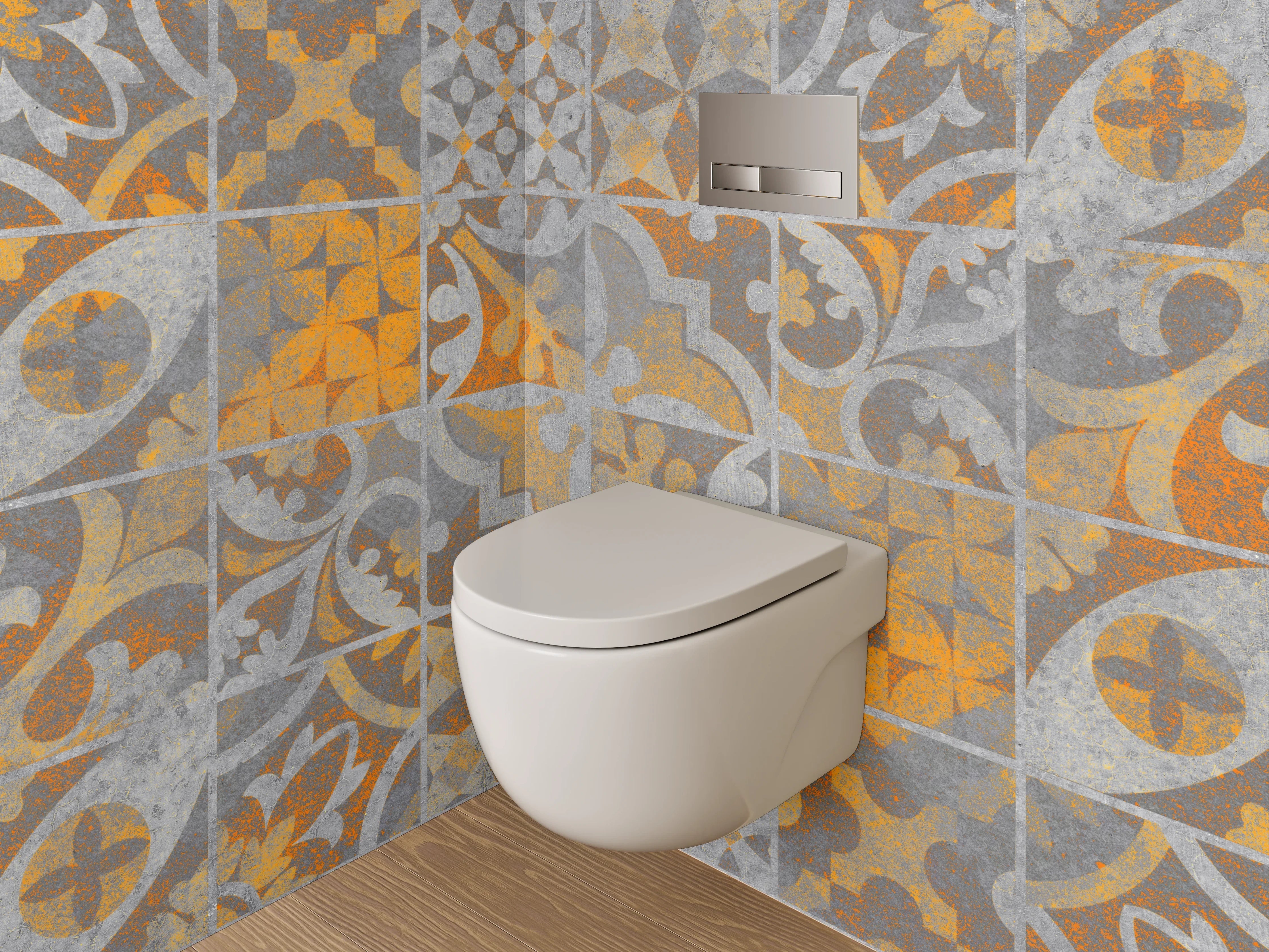 WC-Rückwand - Orientalische Patchwork Fliesenmuster Dekor