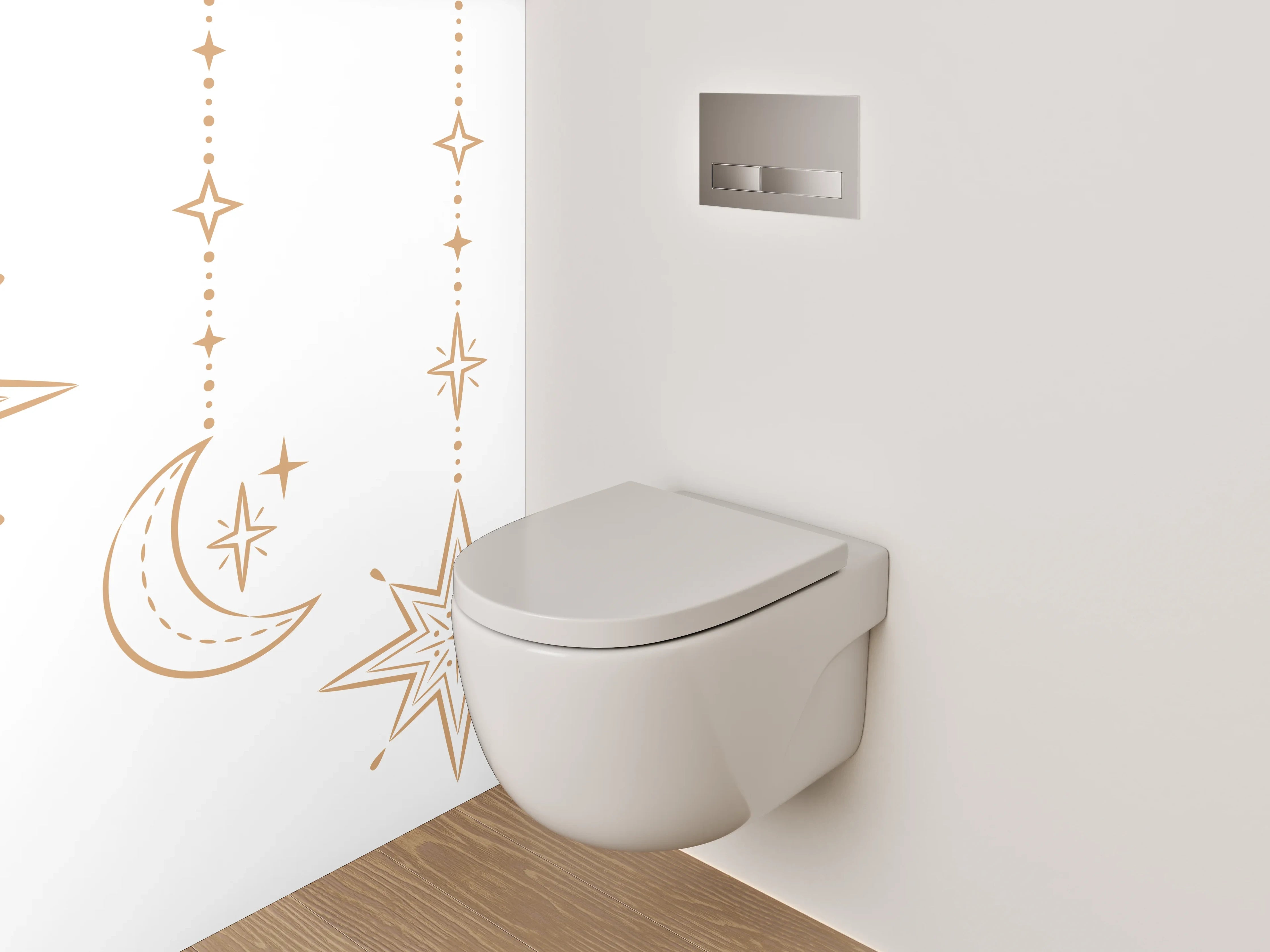 WC-Rückwand - Orientalische goldene Laternen & Sterne Muster
