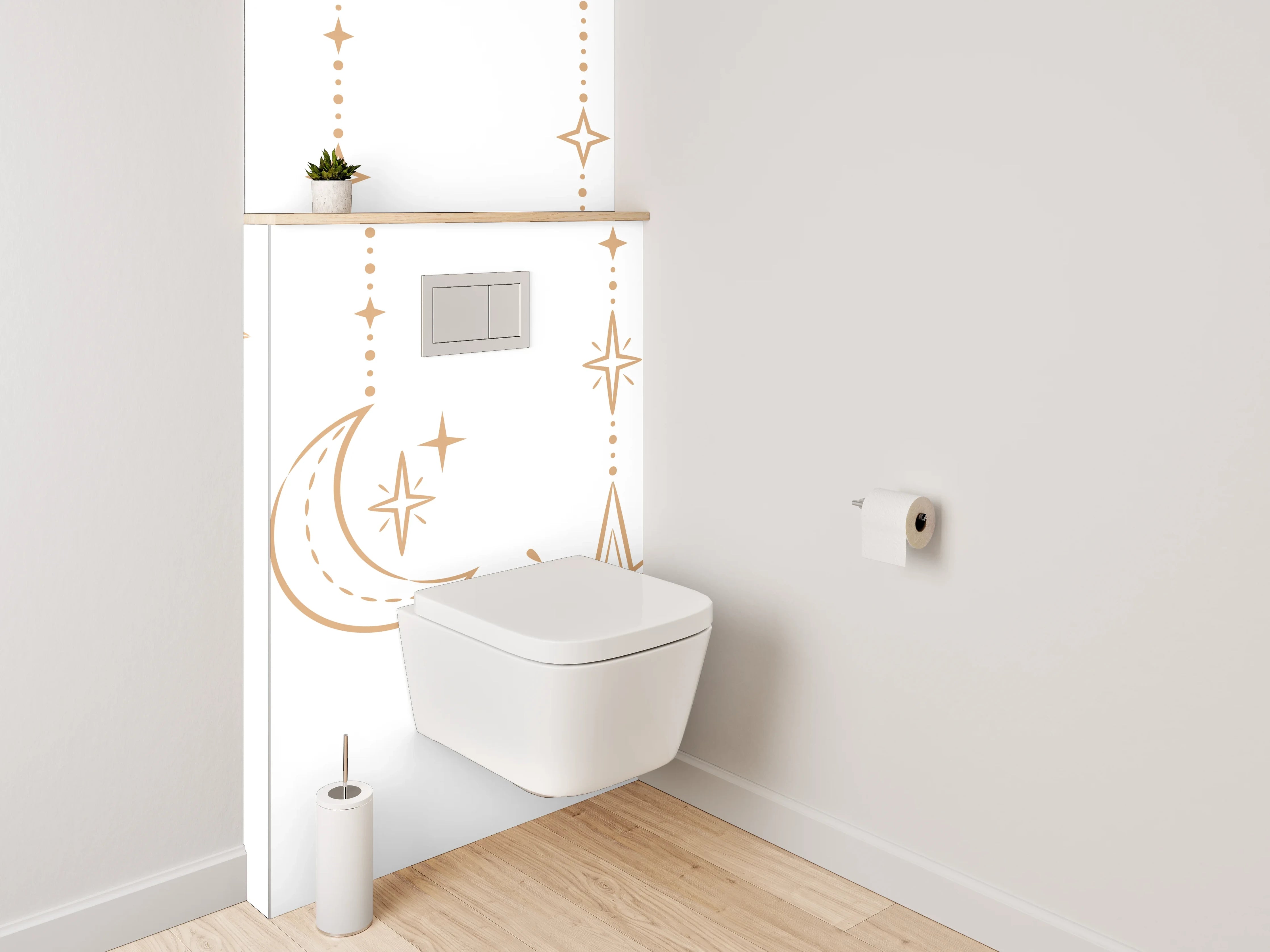 WC-Rückwand - Orientalische goldene Laternen & Sterne Muster