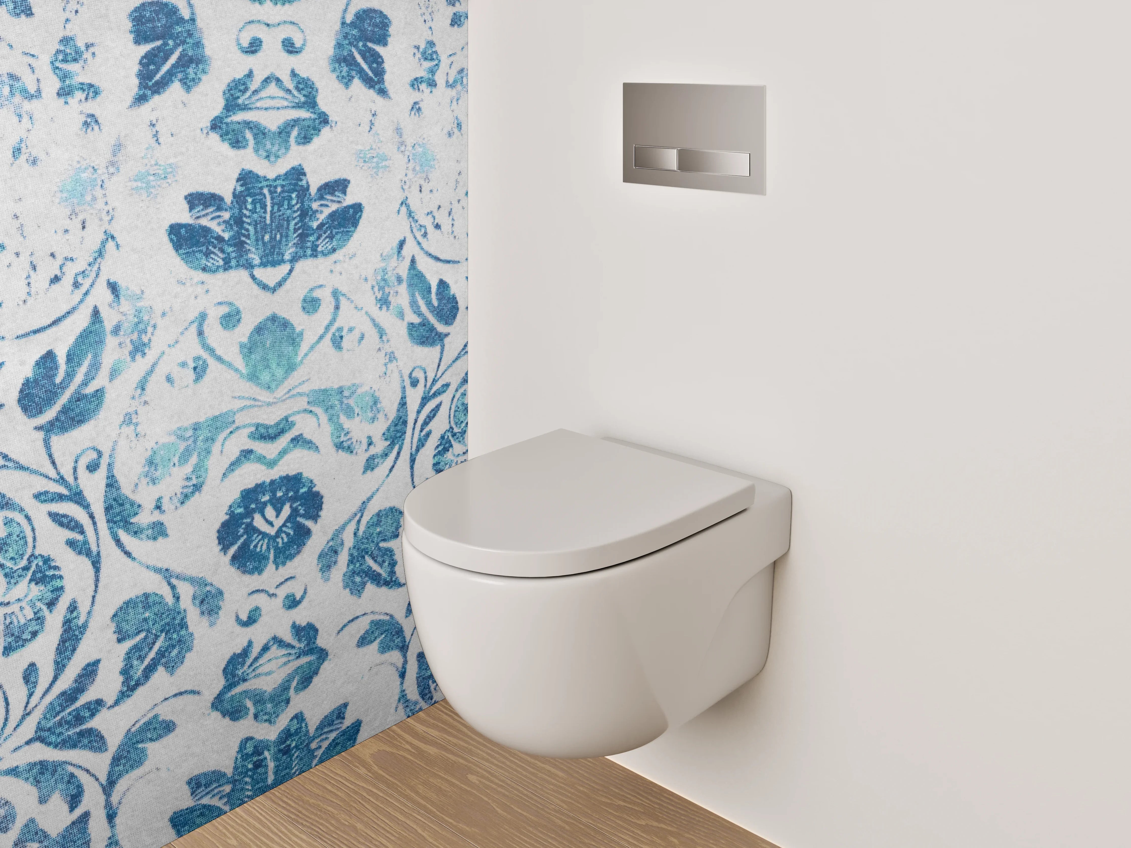WC-Rückwand - Orientalisches Blau-Weiß Ornament Muster