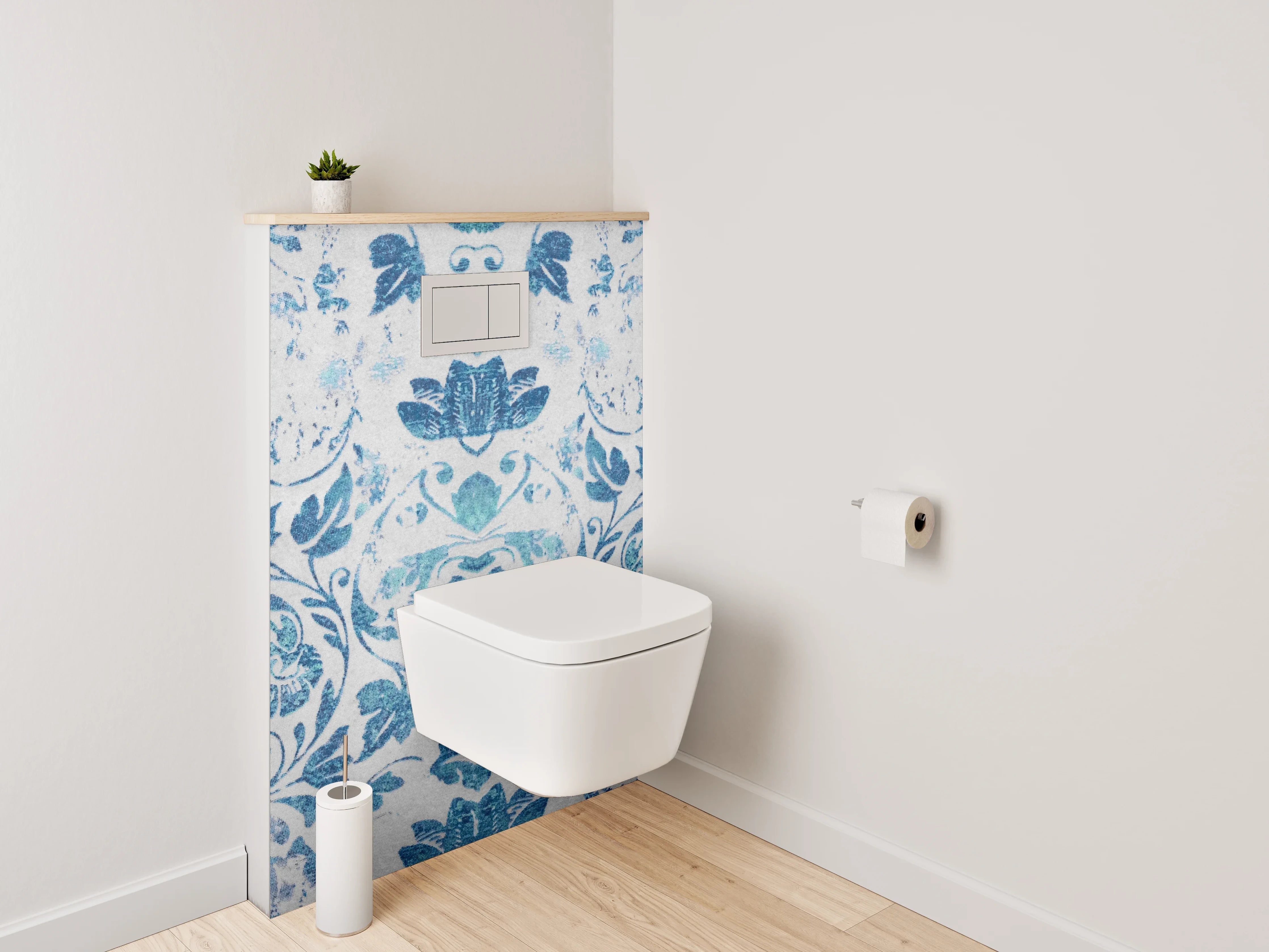 WC-Rückwand - Orientalisches Blau-Weiß Ornament Muster