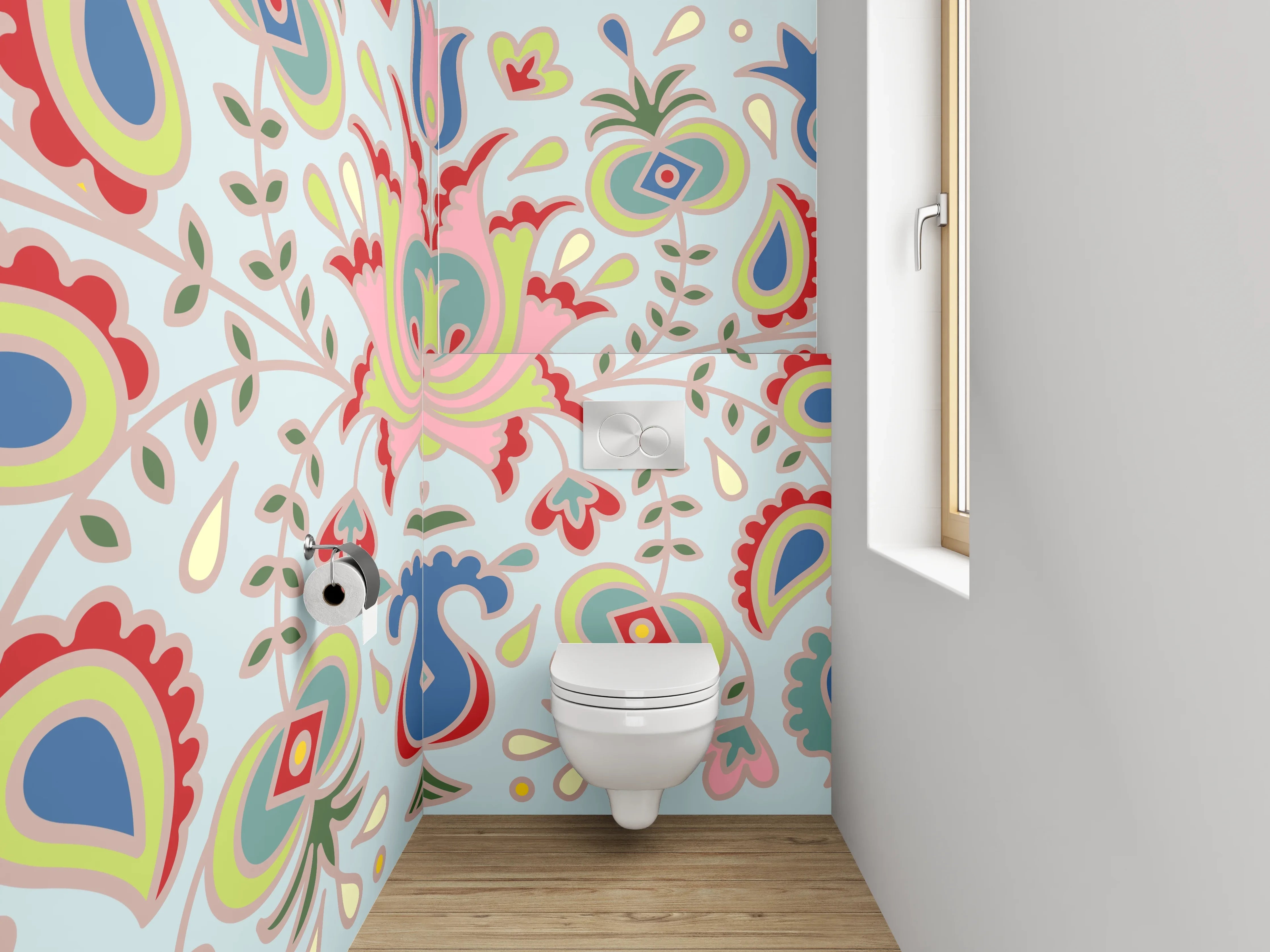 WC-Rückwand - Orientalisches Blumenornament Muster Design