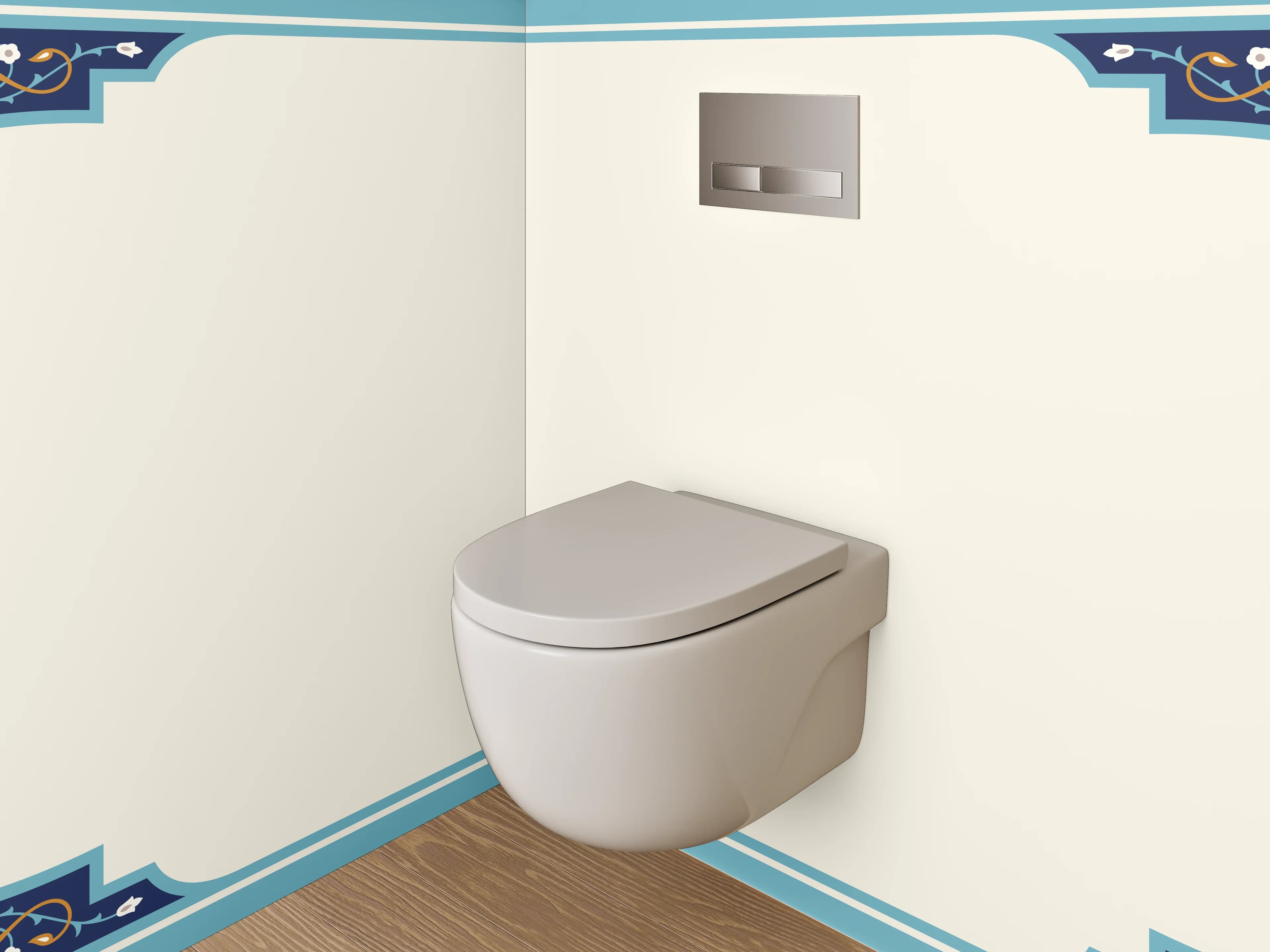 WC-Rückwand - Orientalisches Bordürenrahmen Motiv Blau
