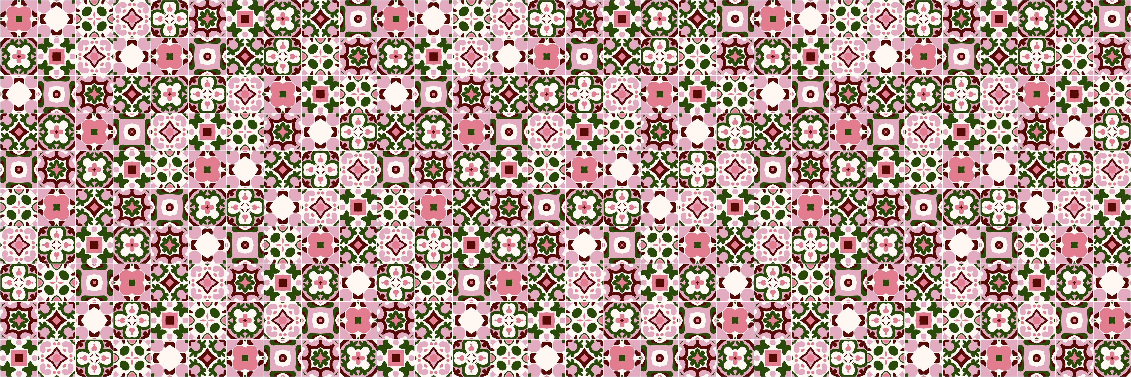 WC-Rückwand-Orientalisches Fliesenmosaik Rosa Grün