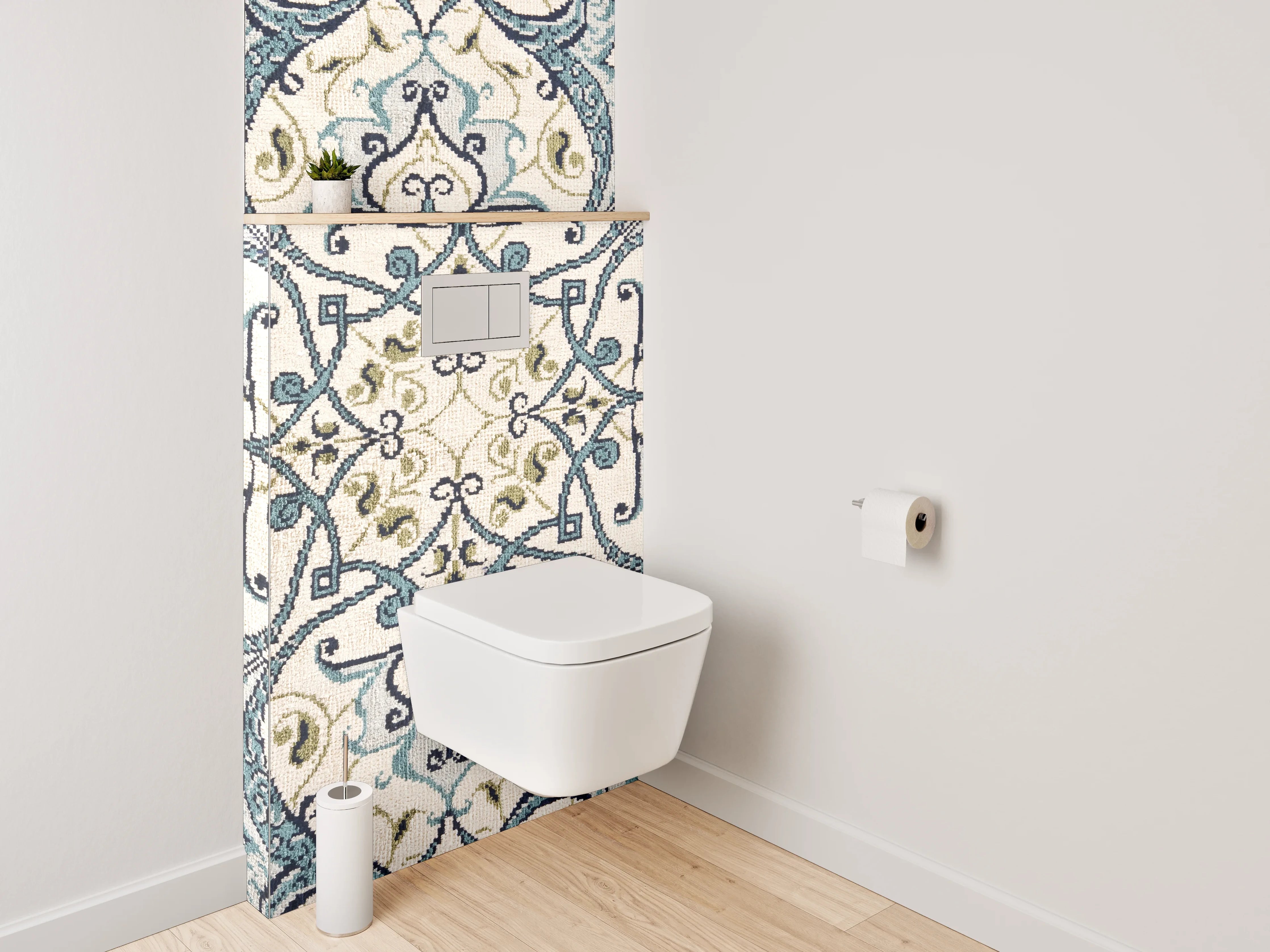 WC-Rückwand - Orientalisches Fliesenmuster in Blau Beige