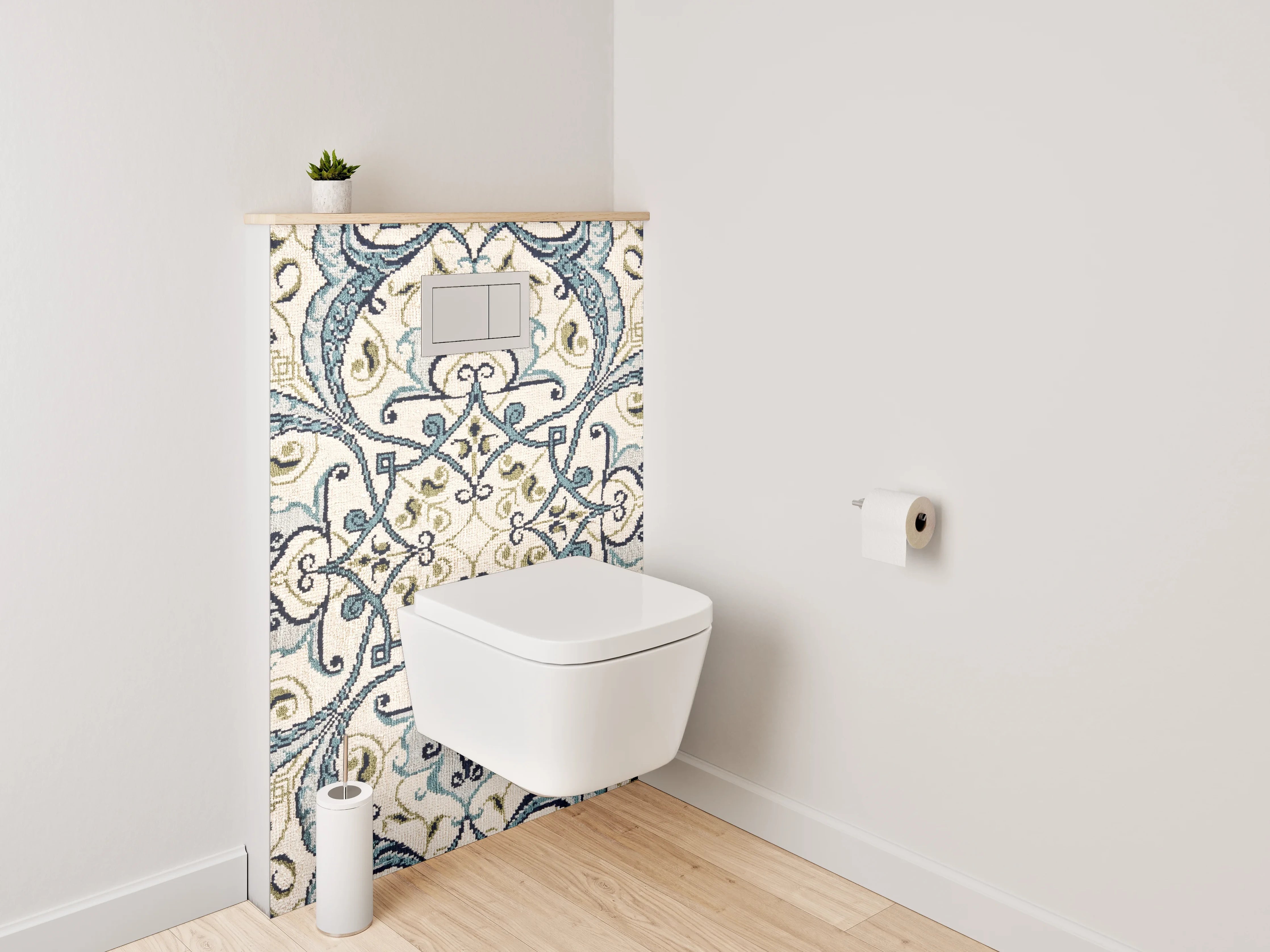 WC-Rückwand - Orientalisches Fliesenmuster in Blau Beige