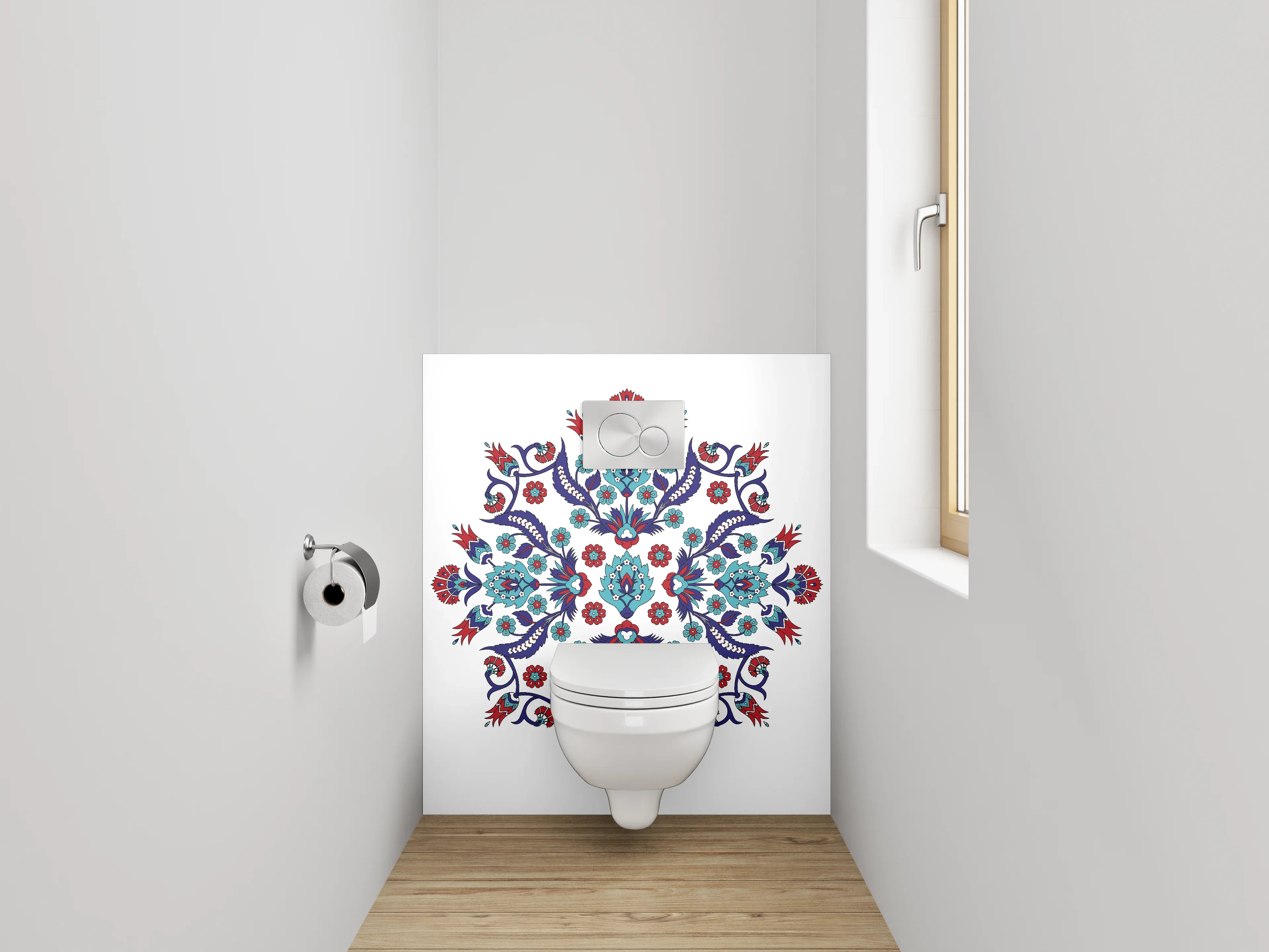 WC-Rückwand - Orientalisches Mandala Muster Rot Blau